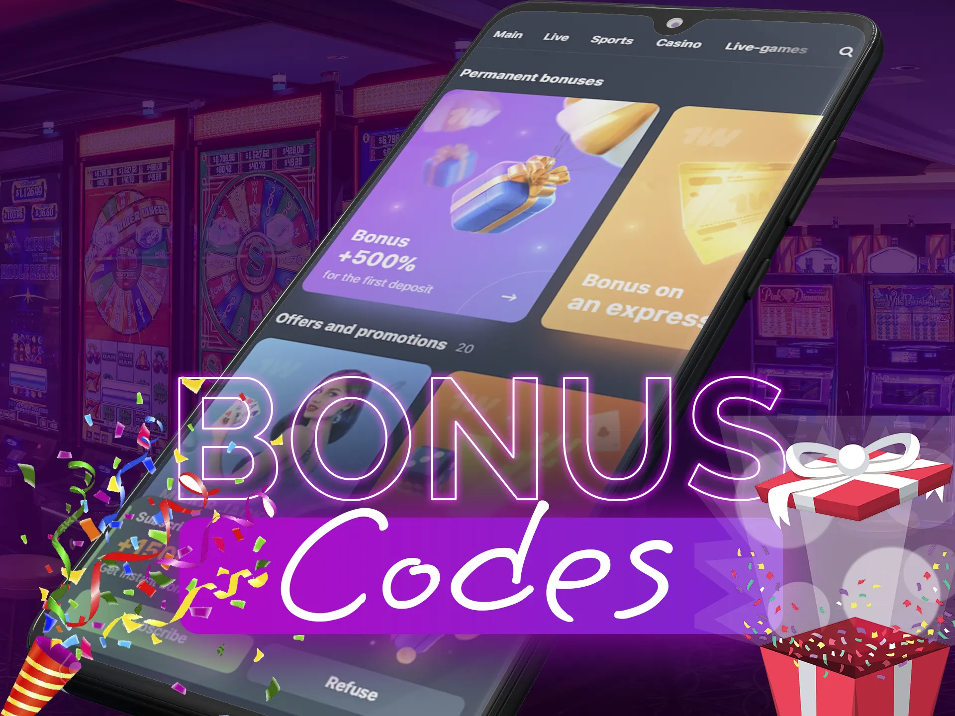 A bonus code is entered during registration, after which the game account is credited with money or free spins.