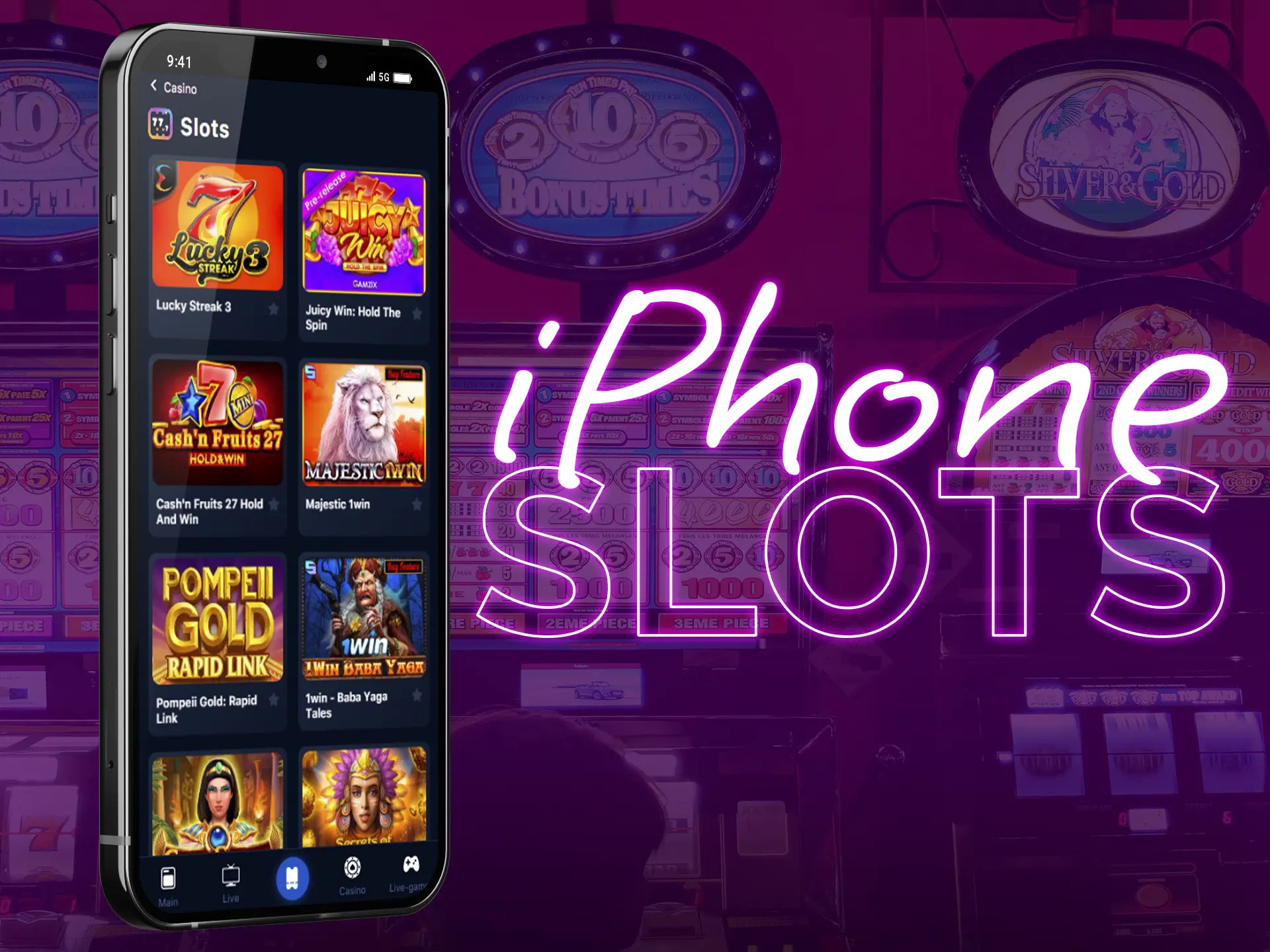 On the screens of iphones, slots will look as bright, modern and dynamic as possible. 
