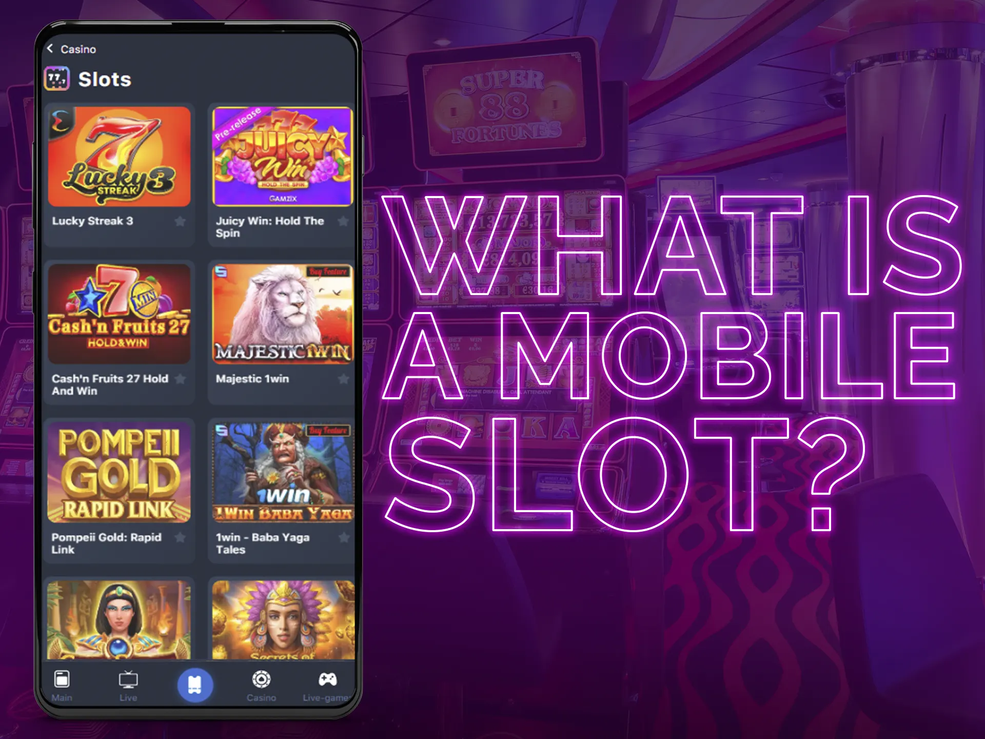 Play mobile slot machines from anywhere in the world.