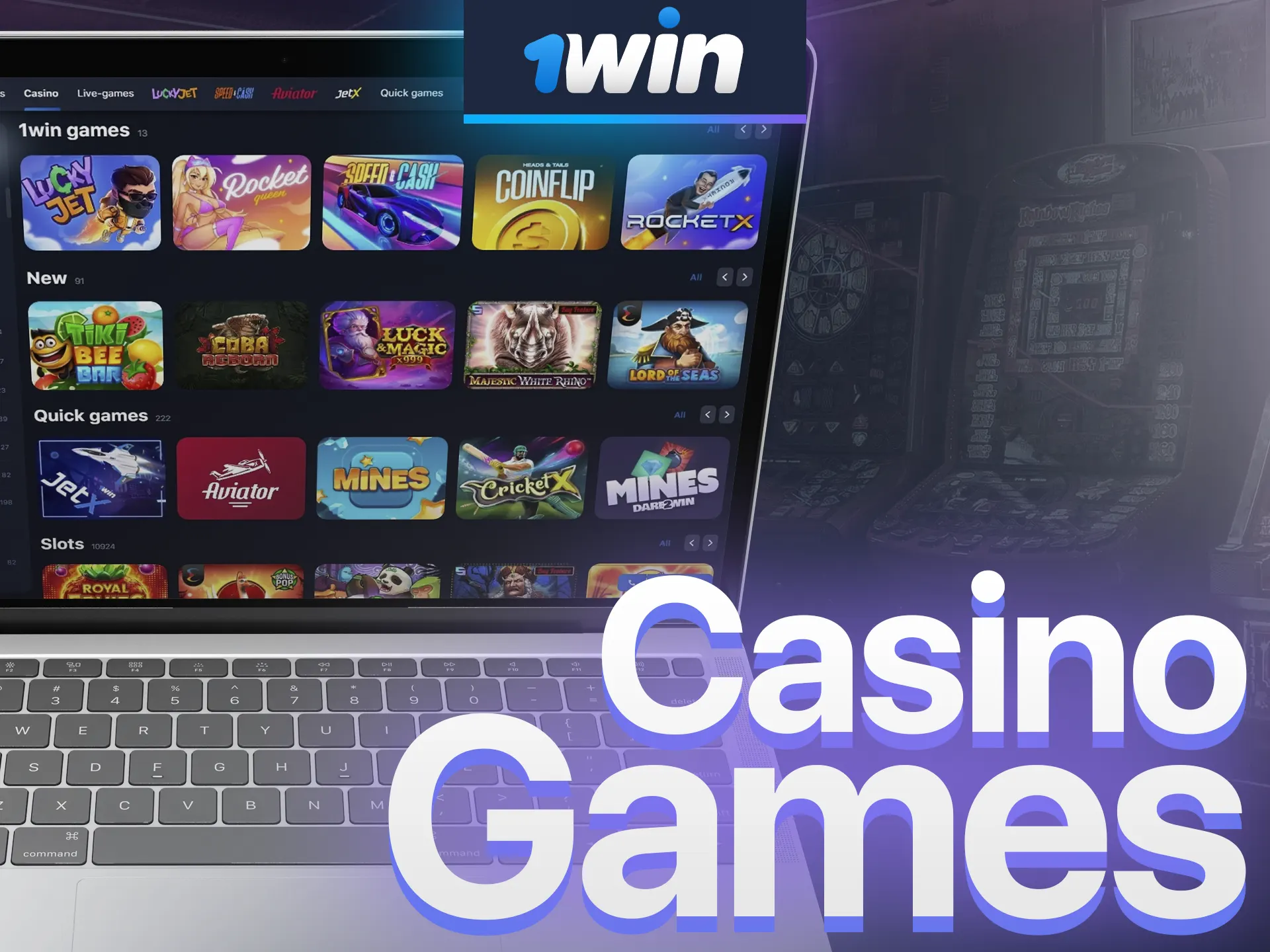 An extensive collection of classic slots, table games, and live dealer games awaits players of all levels at 1win Casino.