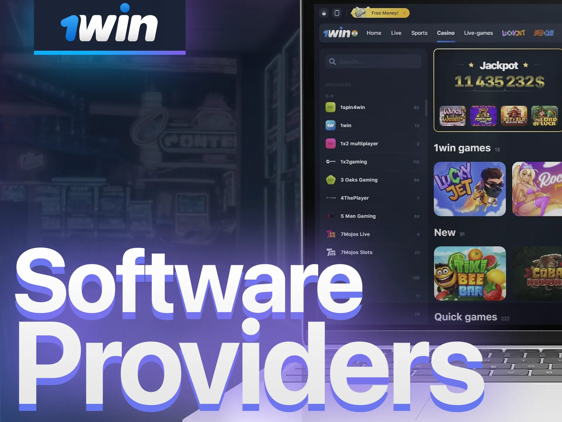 At 1win casino you can play games from trusted gambling providers.