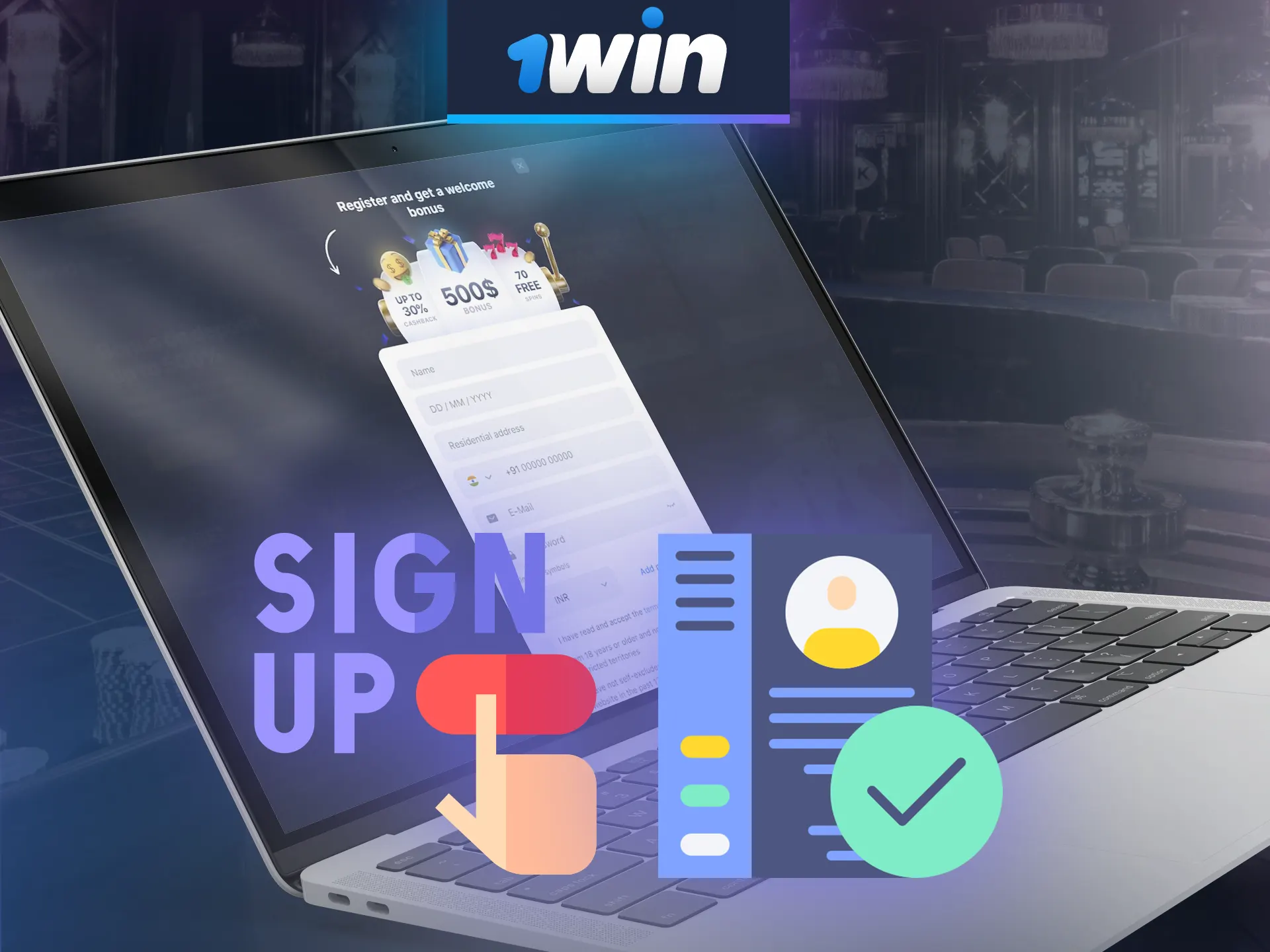 Register and verify on the 1win website.