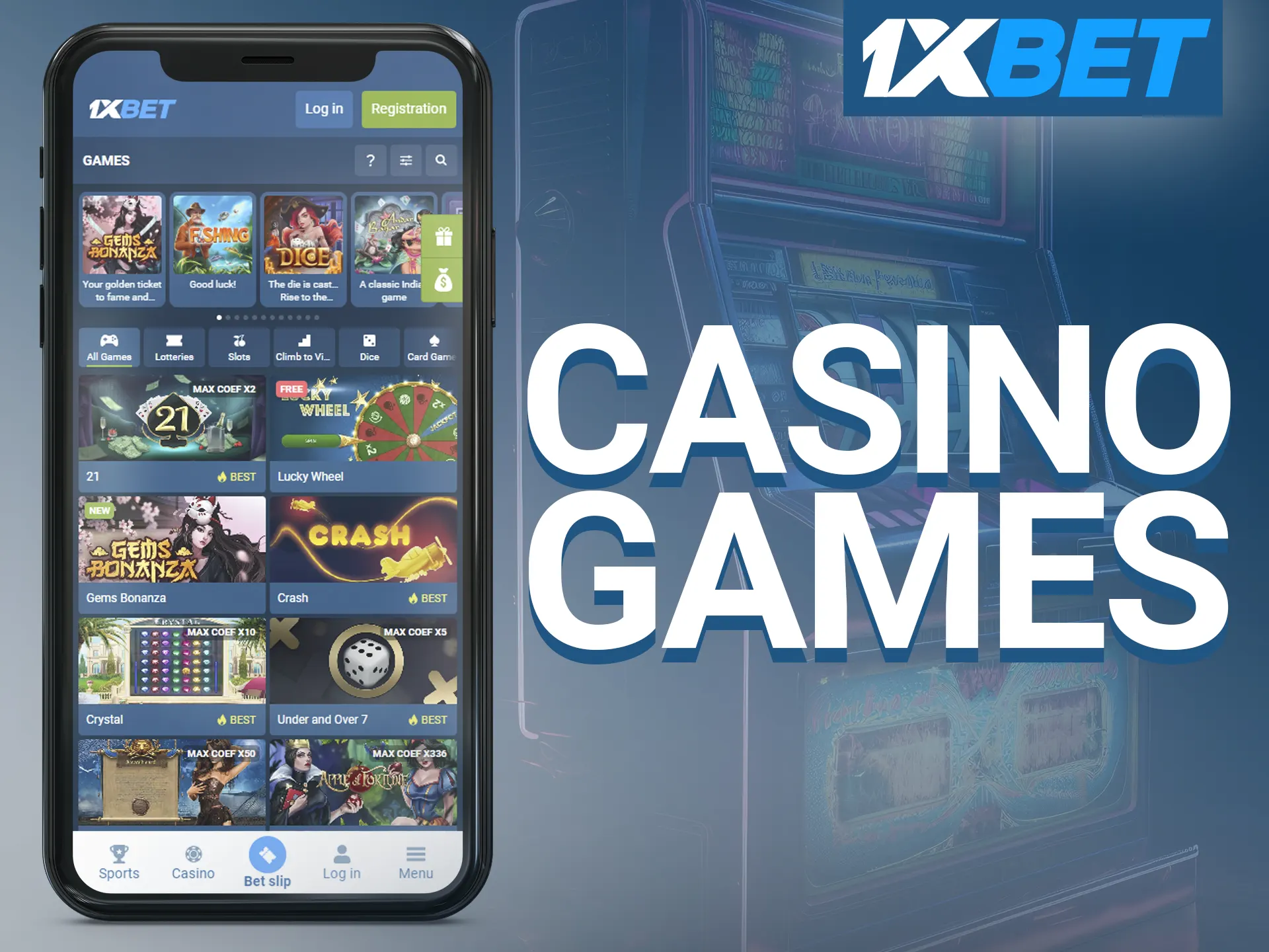 1xBet app offers a wide range of casino games to players.