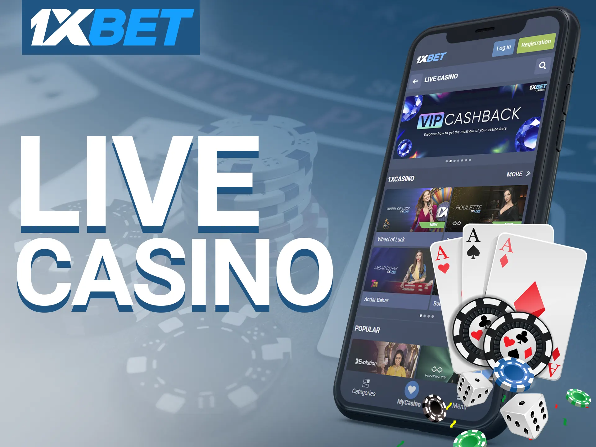On the 1xbet app, players can interact with live dealers and access live casino games.