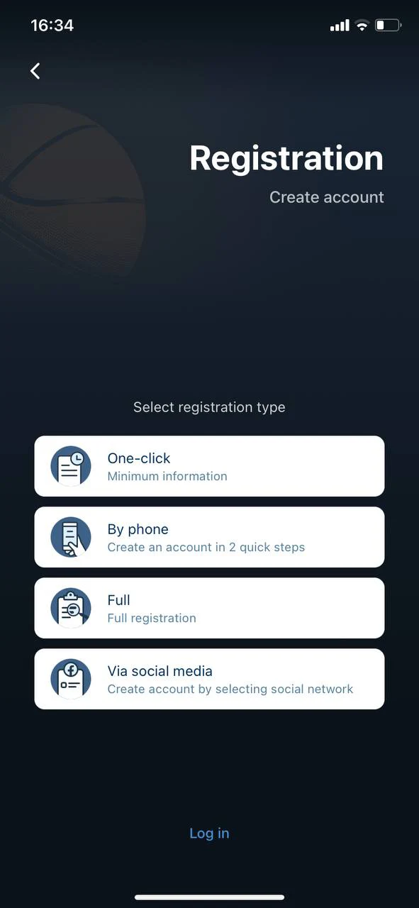 Go through a quick registration in the 1xbet mobile app.