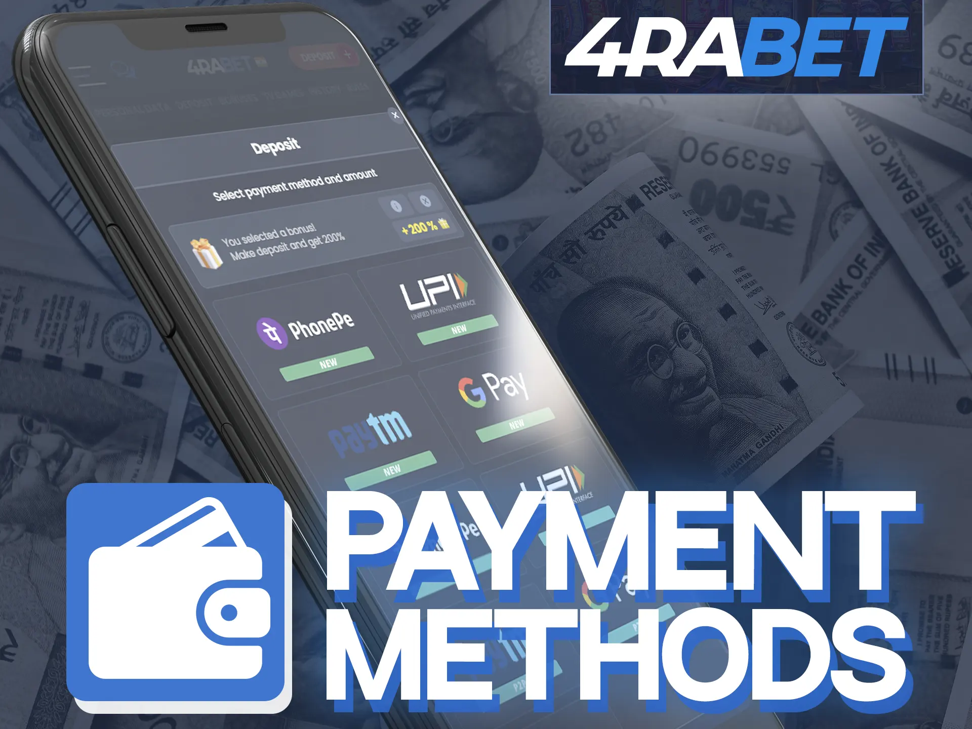 Familiarize yourself with the payment methods available at 4Rabet online casino.