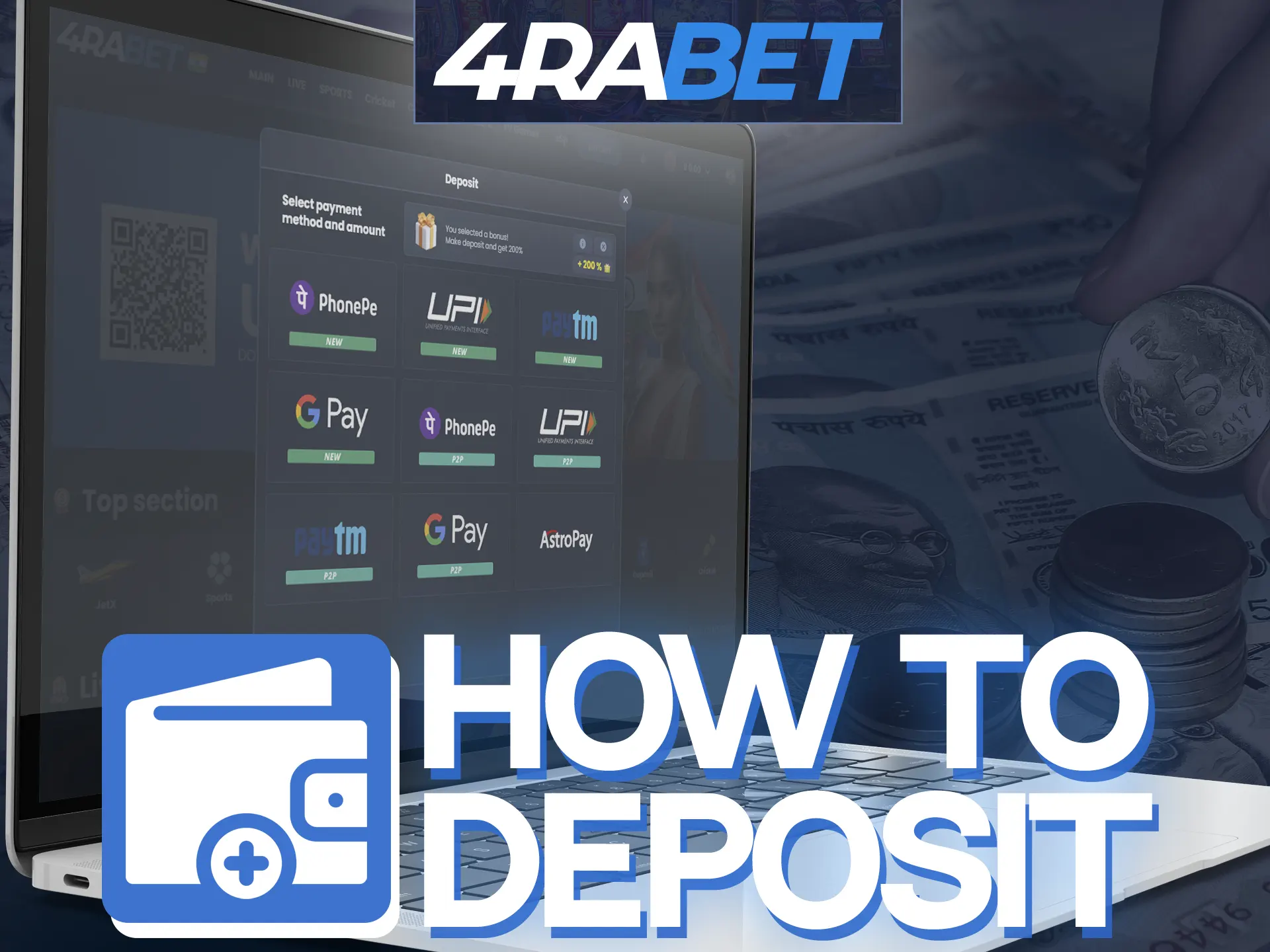 Make your first deposit on the 4Rabet website.