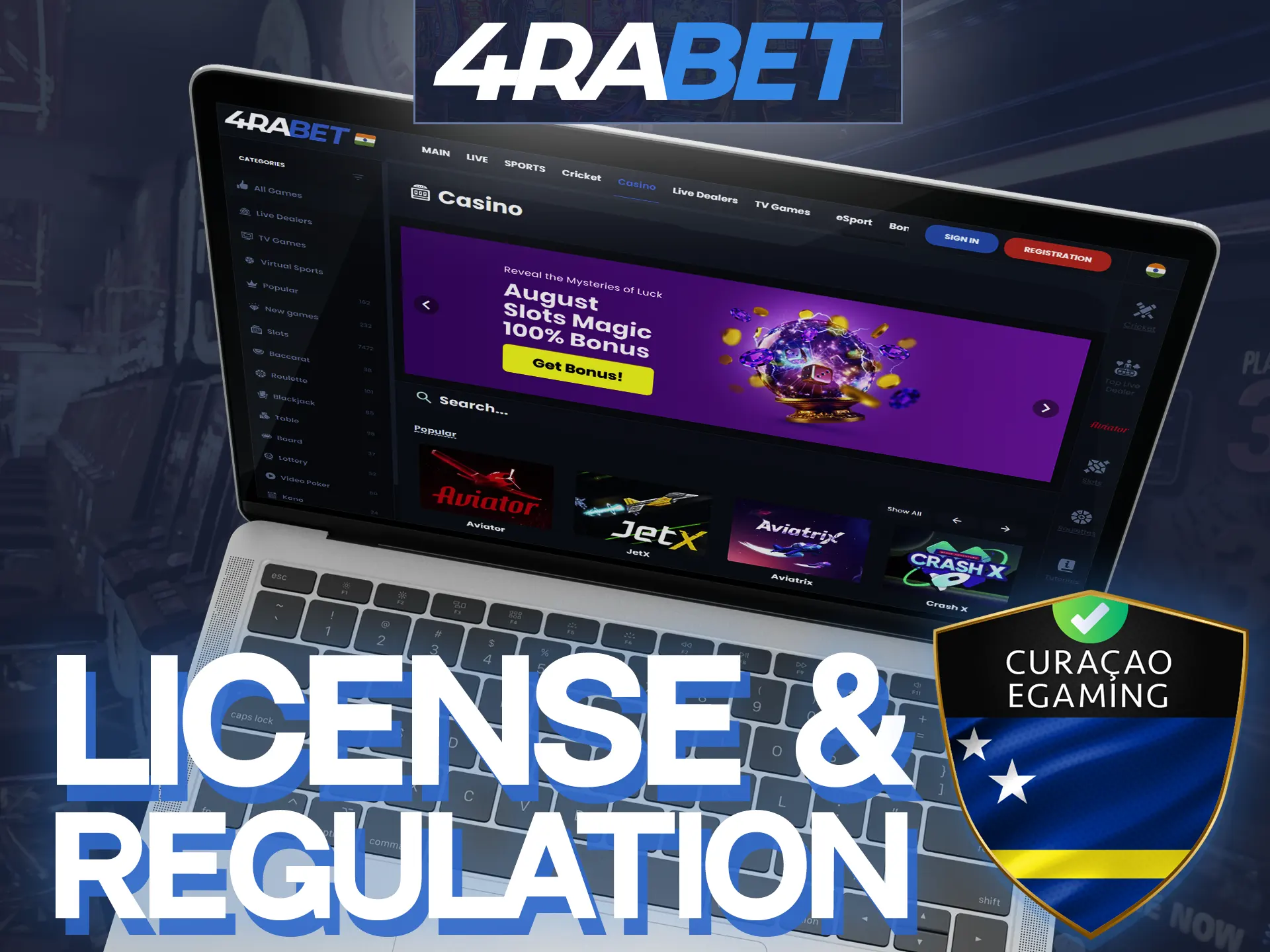 4Rabet online casino is licensed by Curaсao.