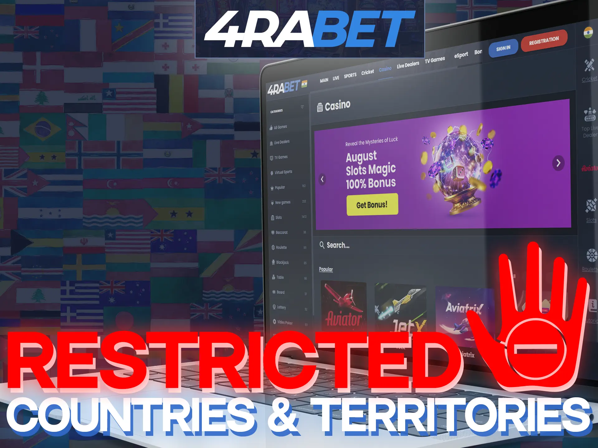 Players from these countries cannot access 4Rabet online casino.