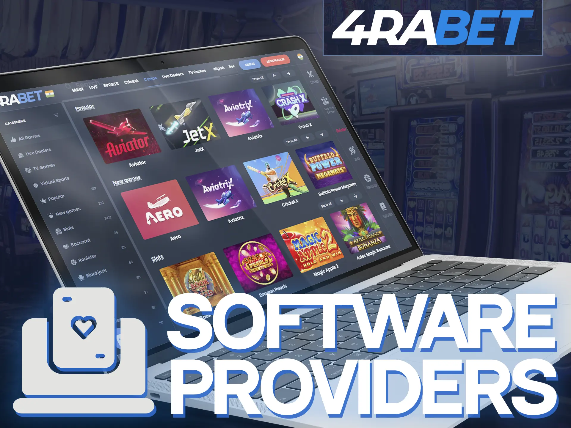 At 4Rabet Casino you can play games from trusted software providers.