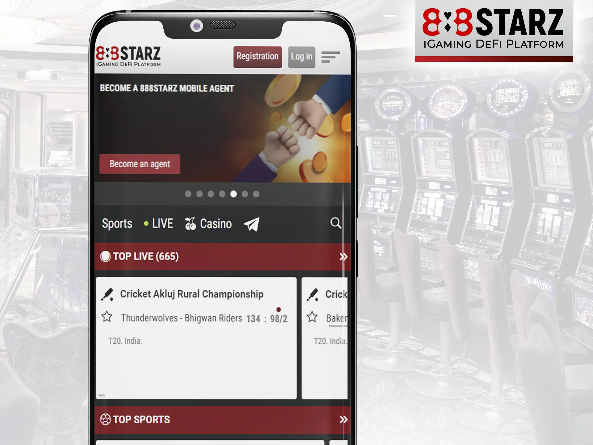 Use the mobile version of the 888Starz website on your mobile device.