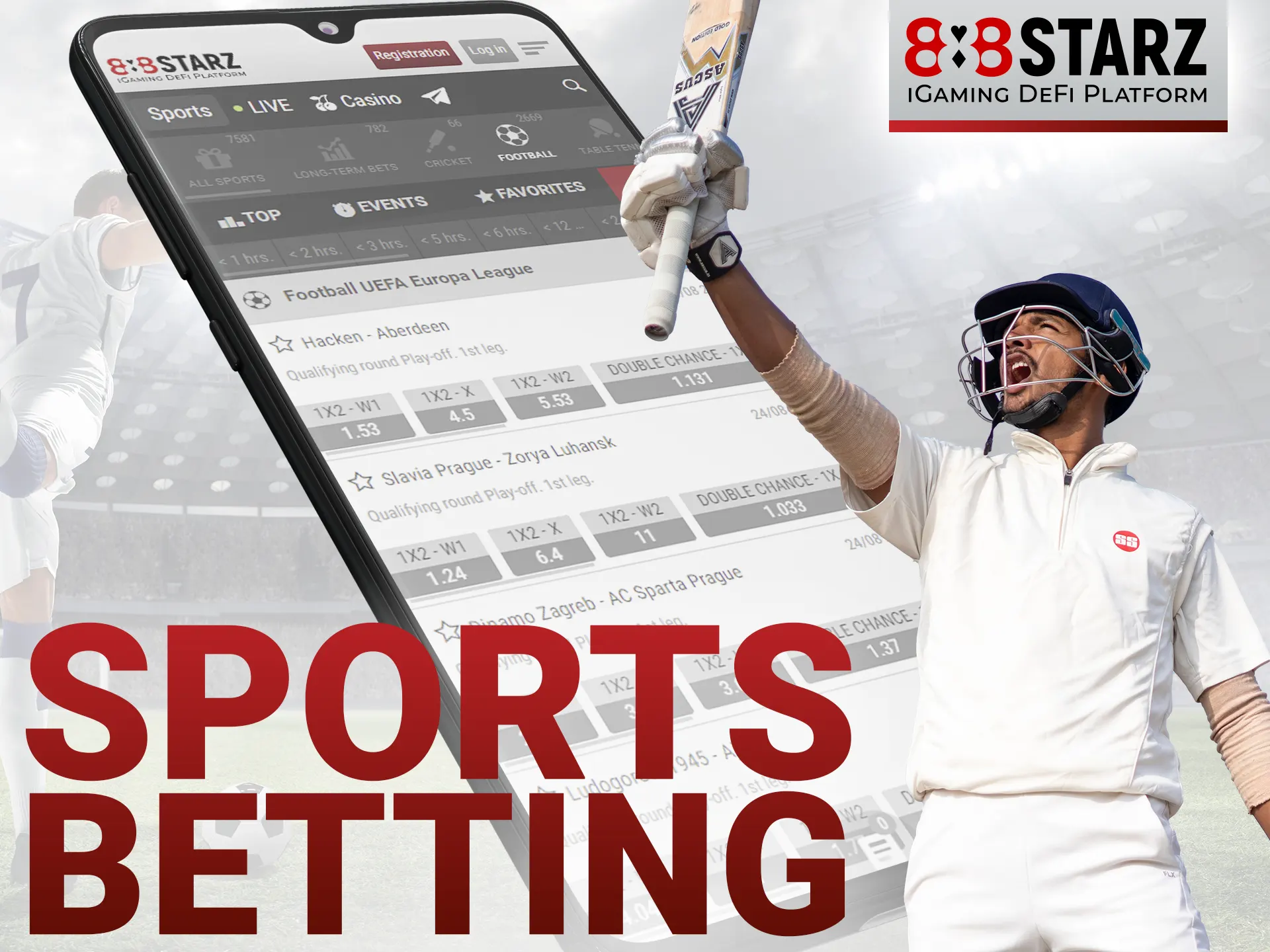 Bet on sports on the 888Starz mobile app.