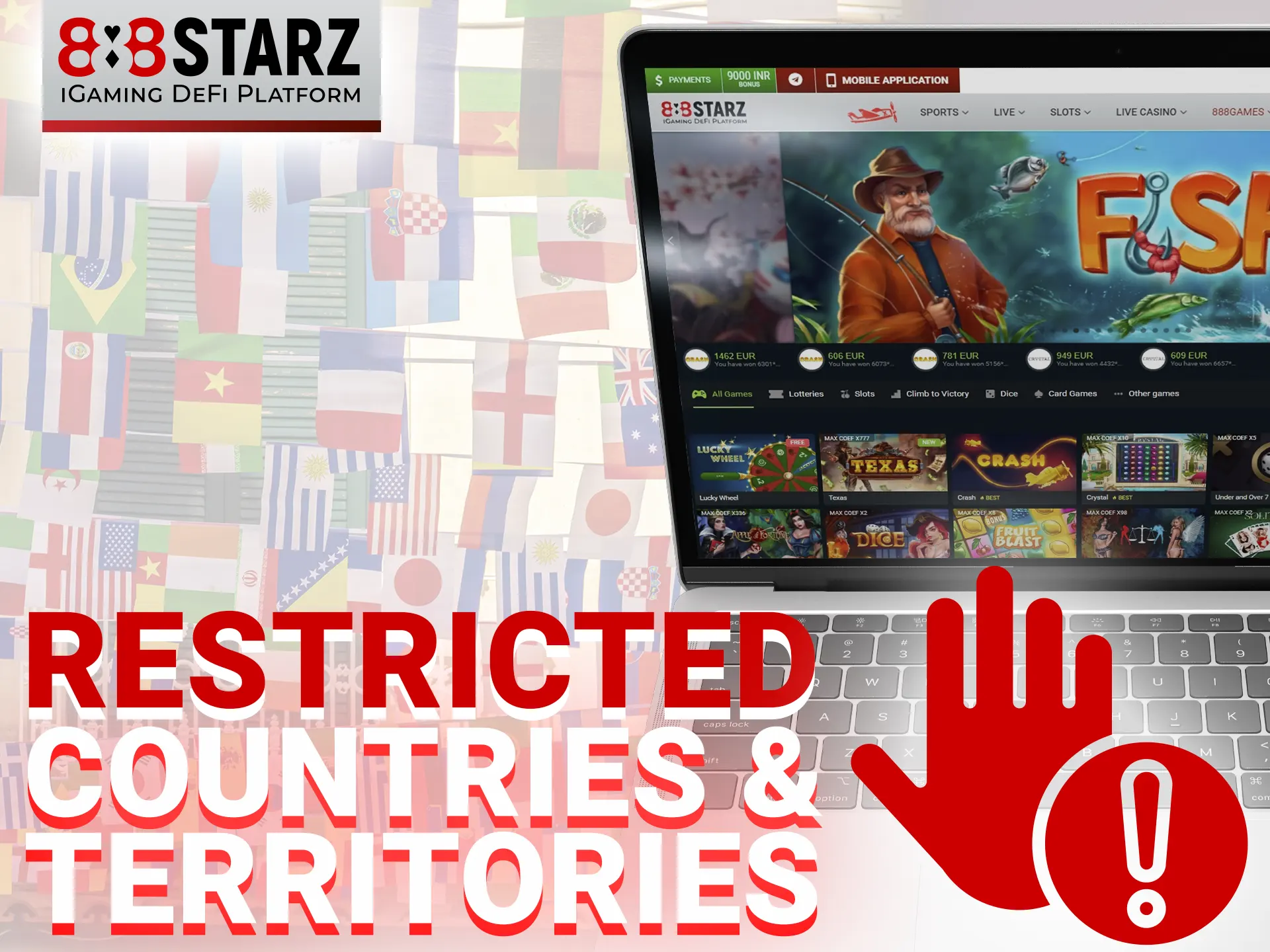 There are several countries where online gambling is banned, so players from these countries cannot access 888starz online casino.