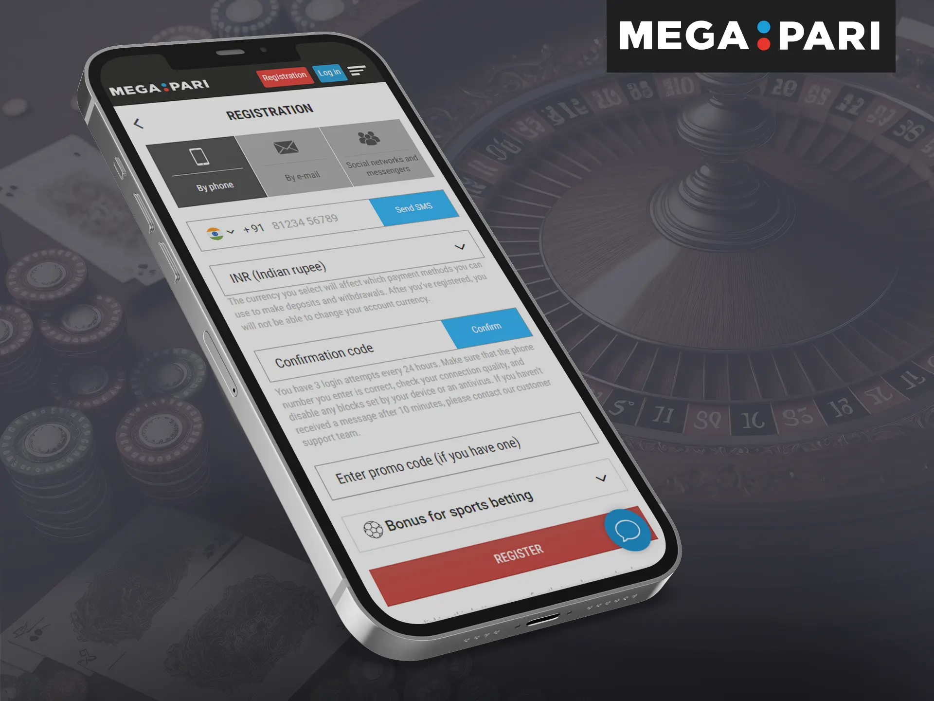 Sign up on the Megapari app.