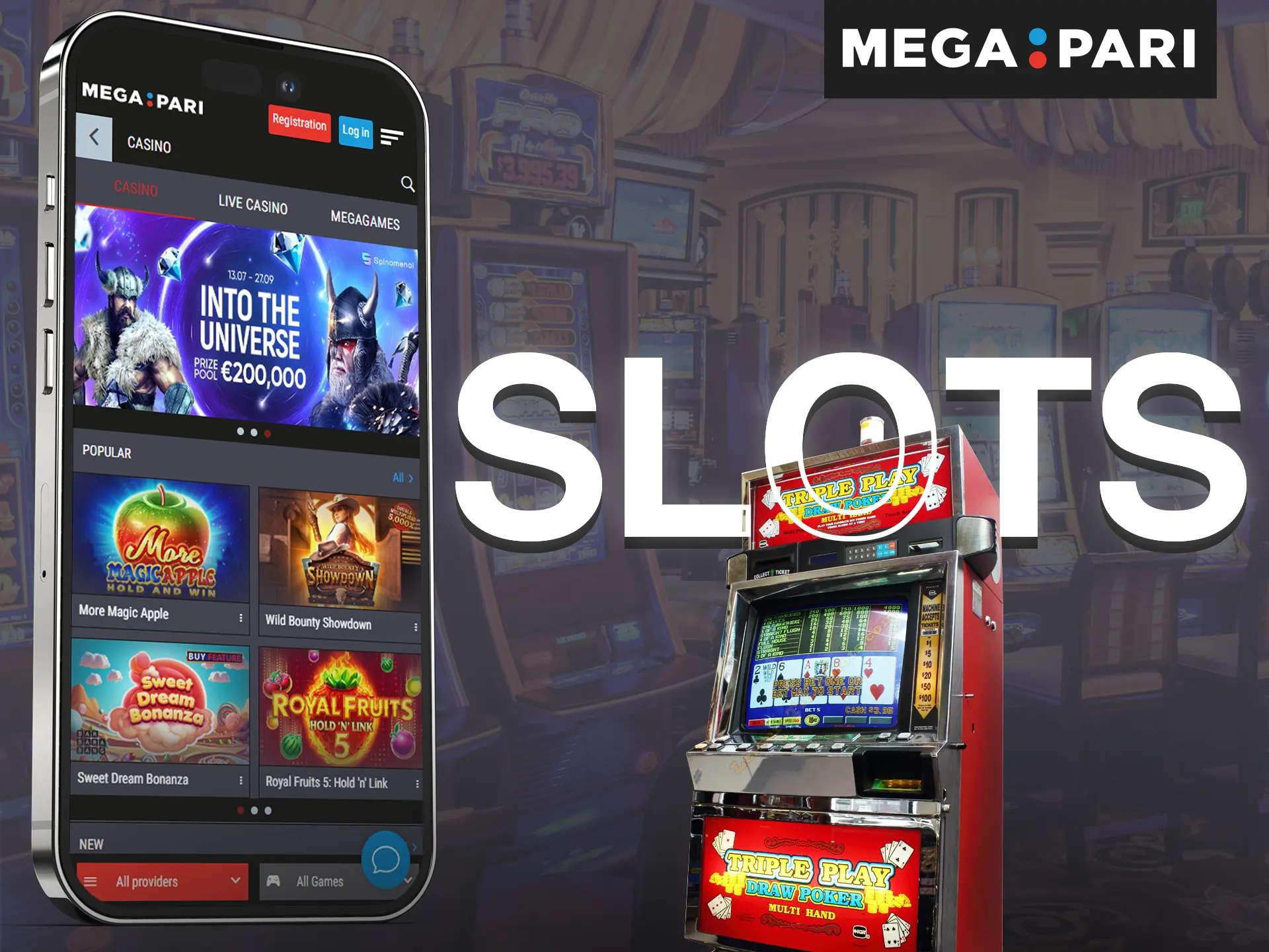 Play online slots on the Megapari mobile app.