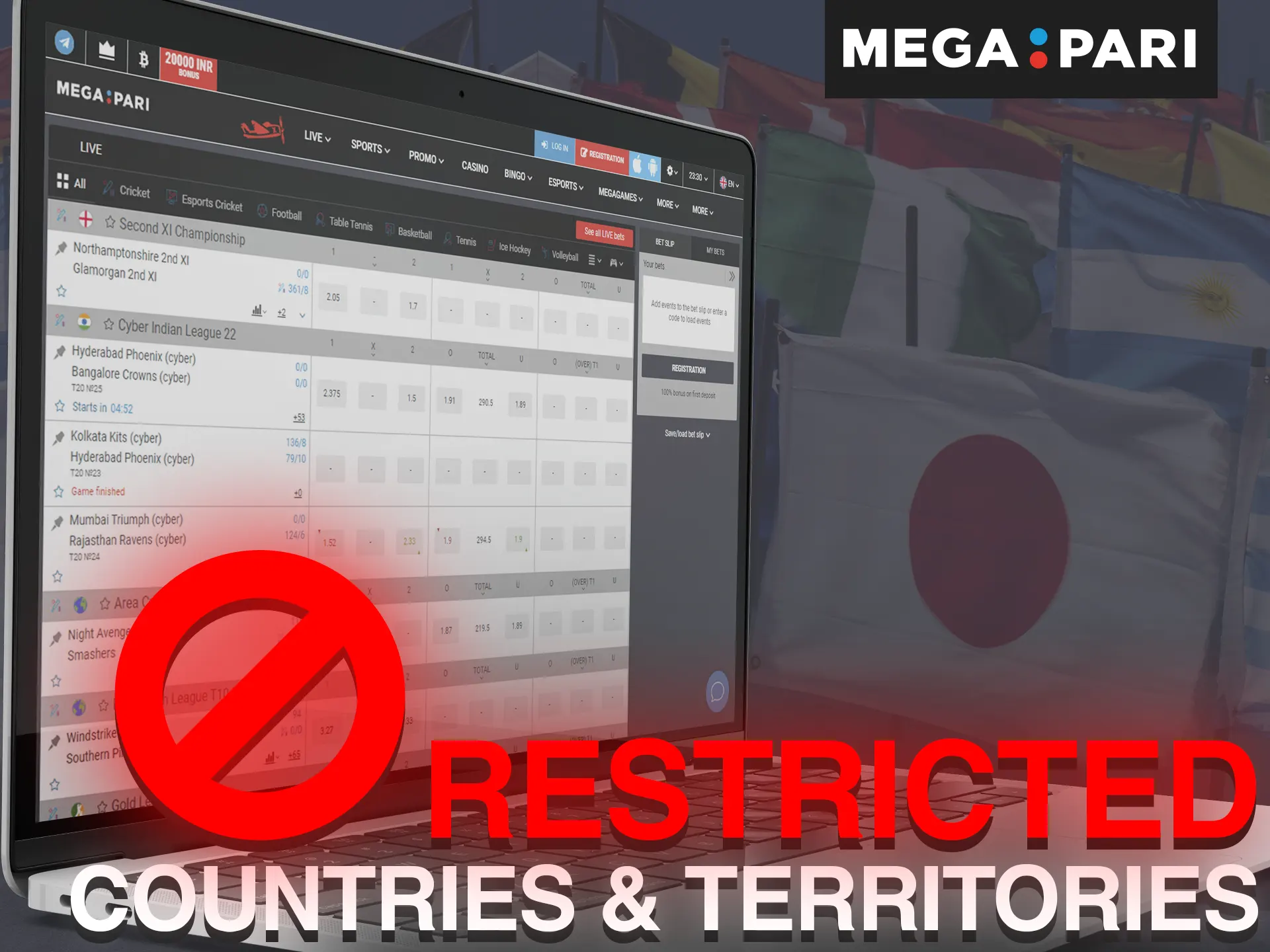 Unfortunately, due to the various regulations surrounding online gambling across the world, many jurisdictions have prohibited access to the Megapari website.