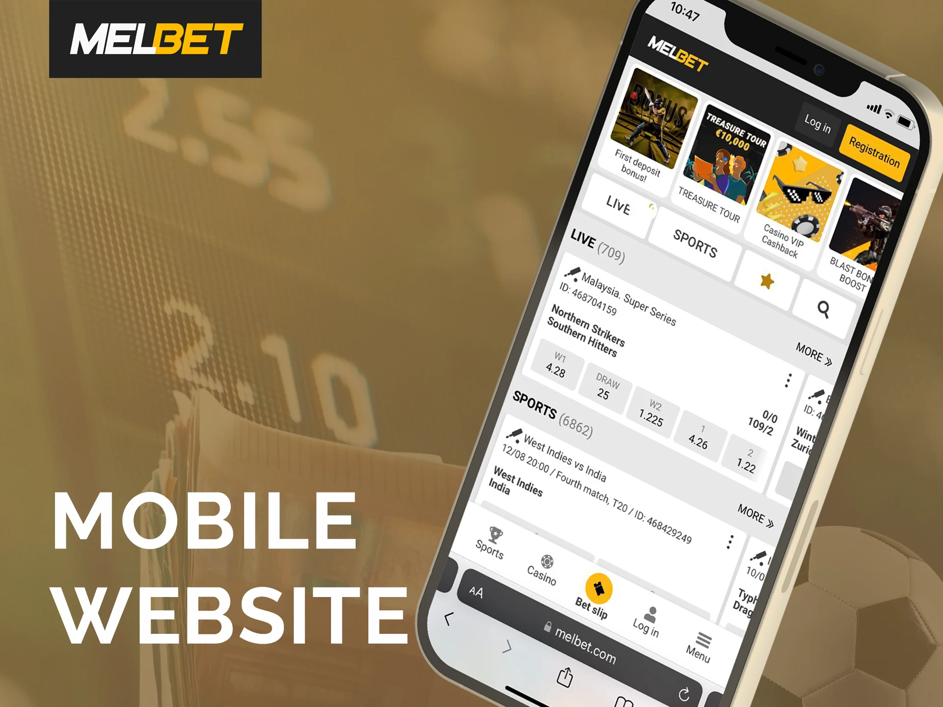 Melbet's mobile site offers the same functionality and convenience as the mobile app.