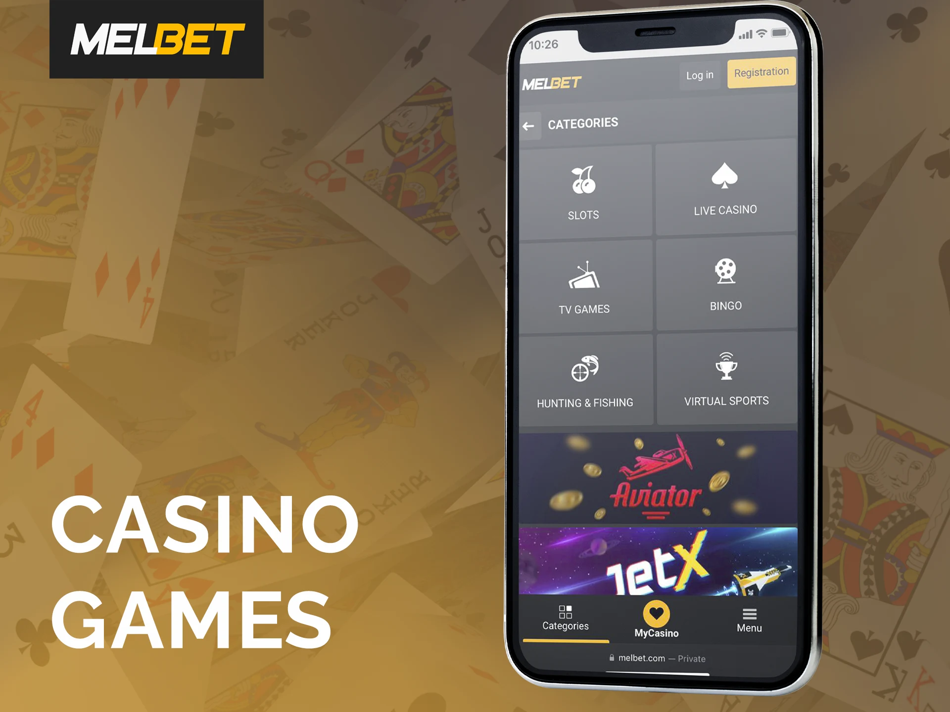You will find your favorite categories of casino games in the app.