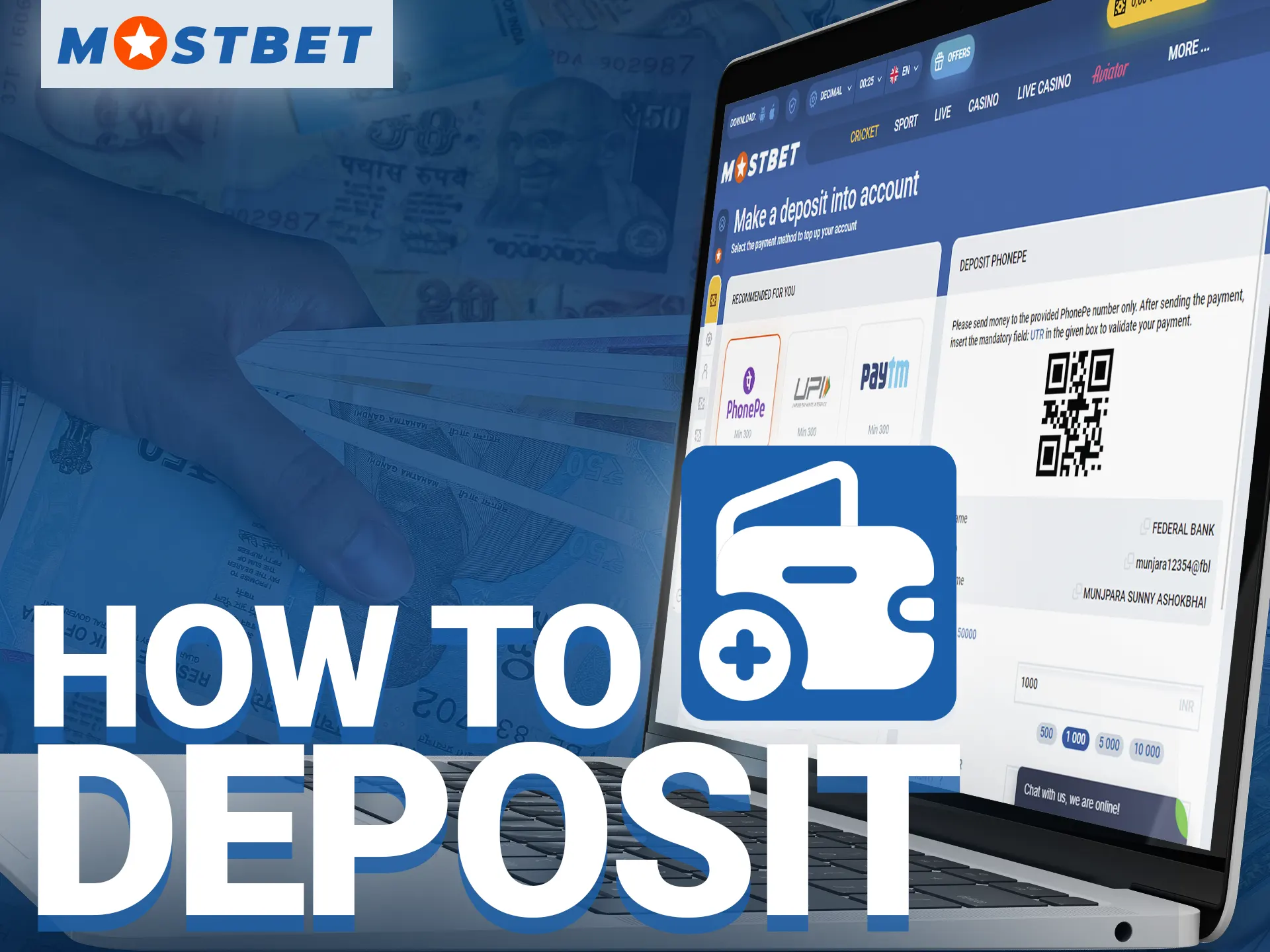 Make your first deposit on the Mostbet website.