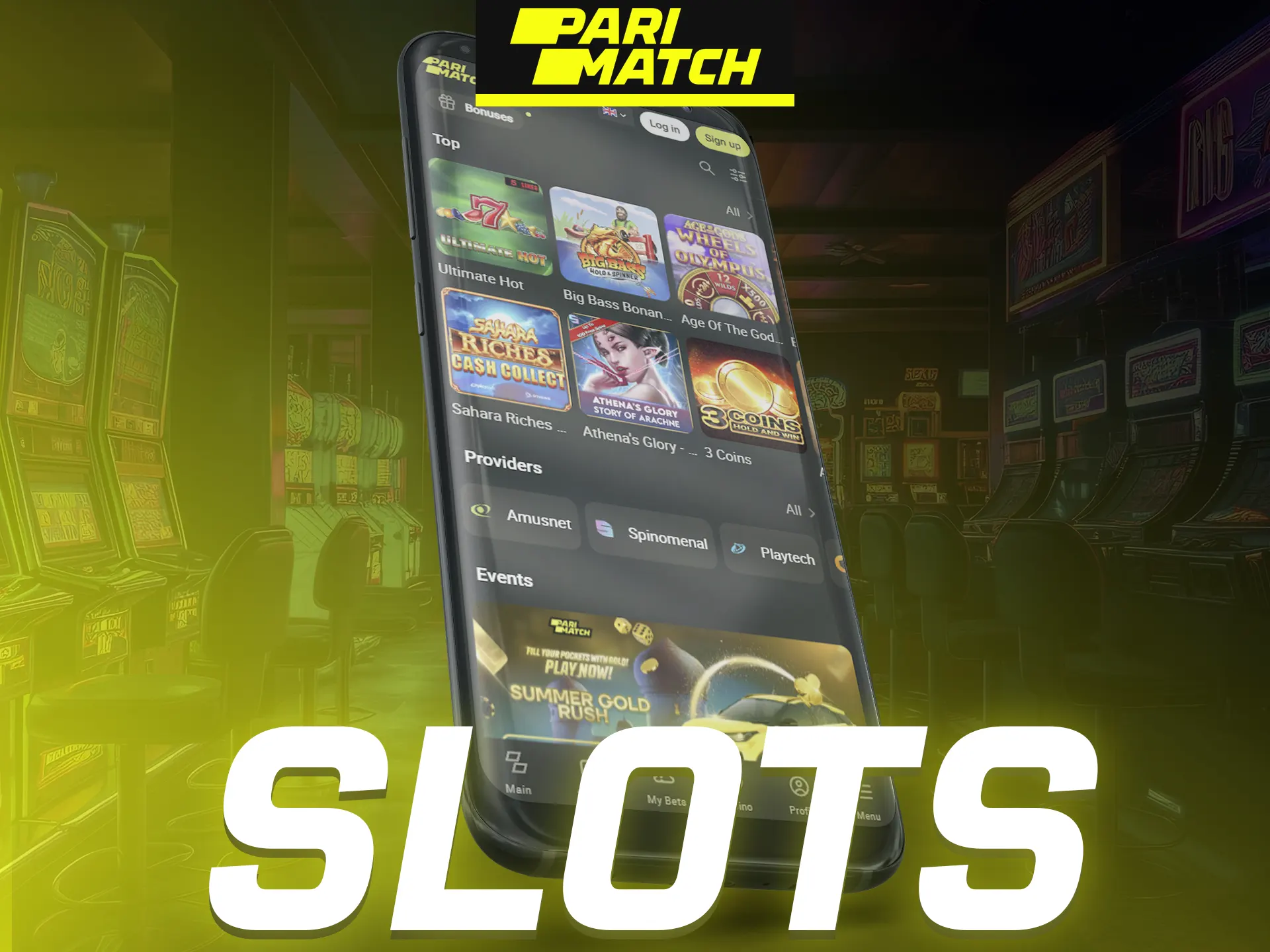 Play slots on the Parimatch mobile app.