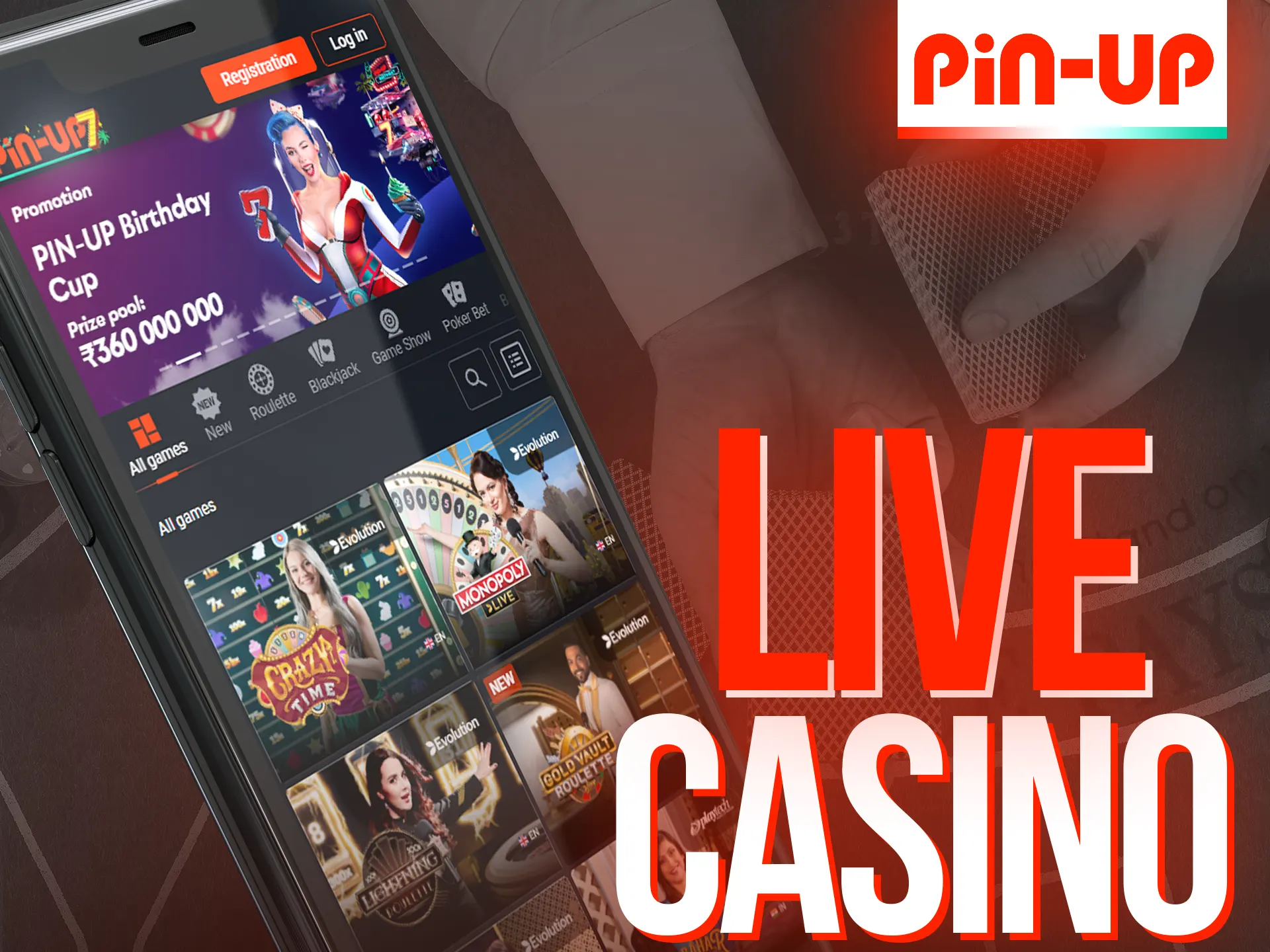 Play with real dealers online in the live casino section.