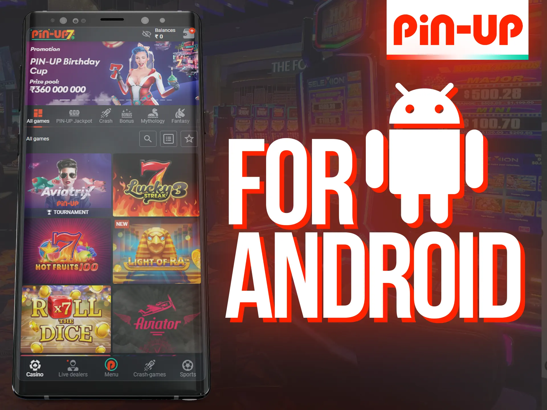 Play online casino Pin-Up from your Android device.