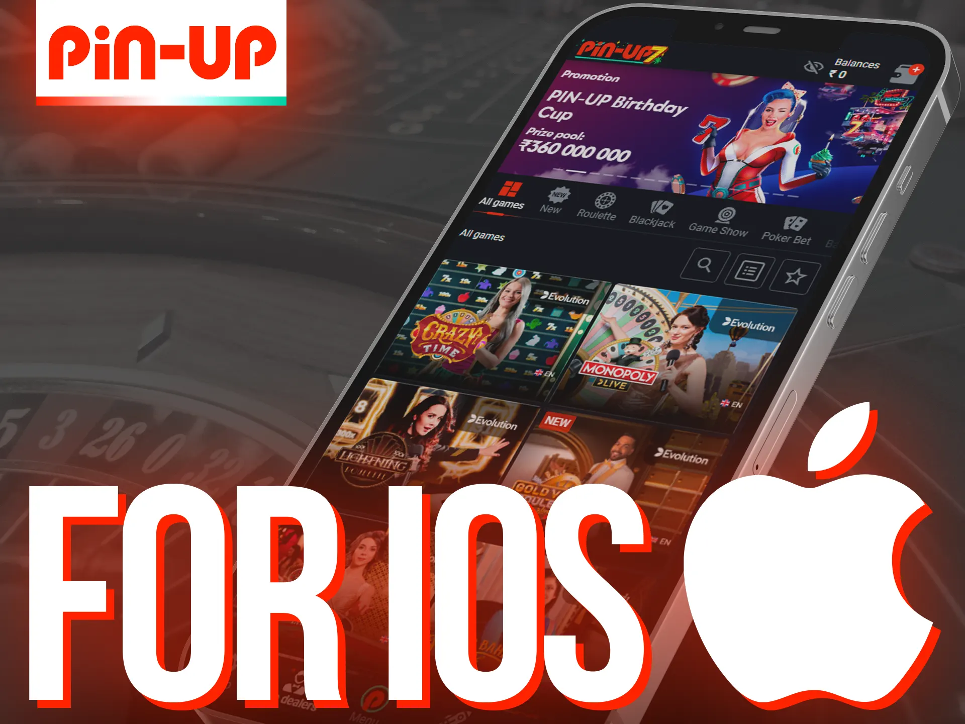 Play online casino Pin-Up from your iOS device.