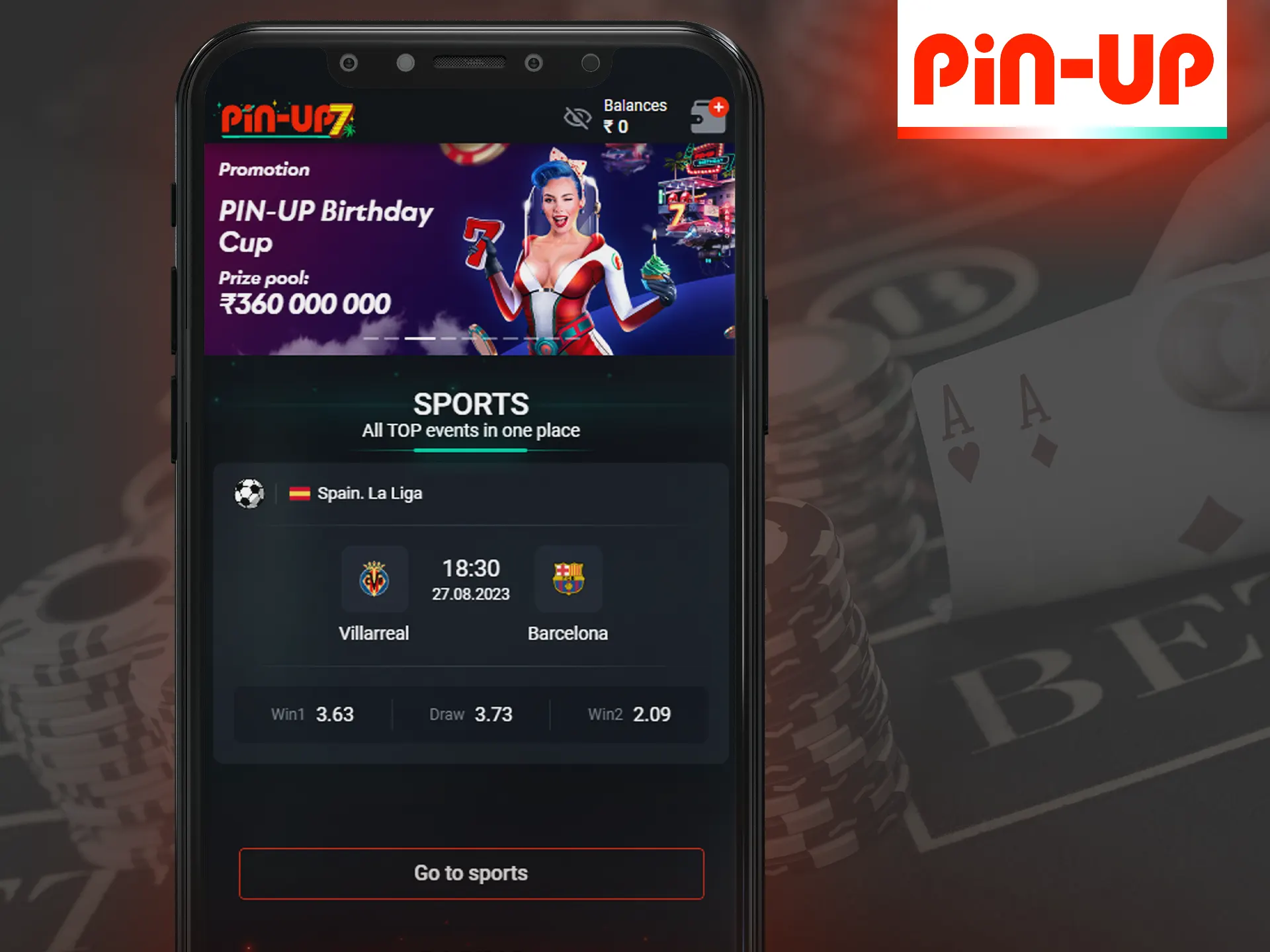 Use the mobile version of the Pin-Up online casino site.