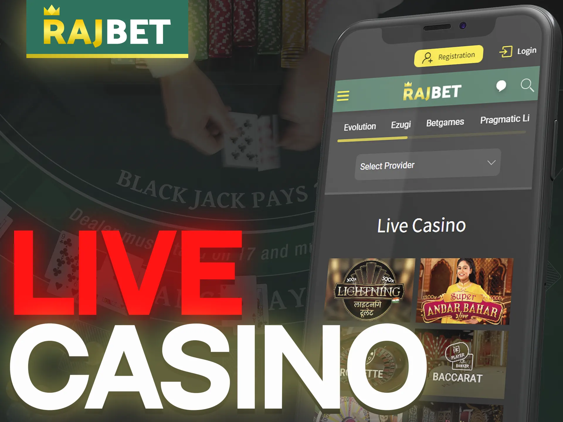 Play with real dealers in the Live Casino section.