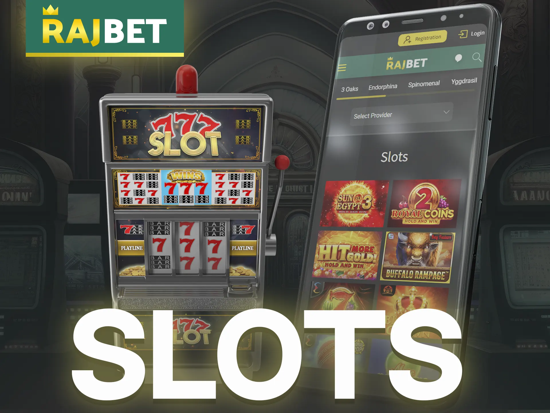 A wide selection of online slots awaits you on the Rajbet app.