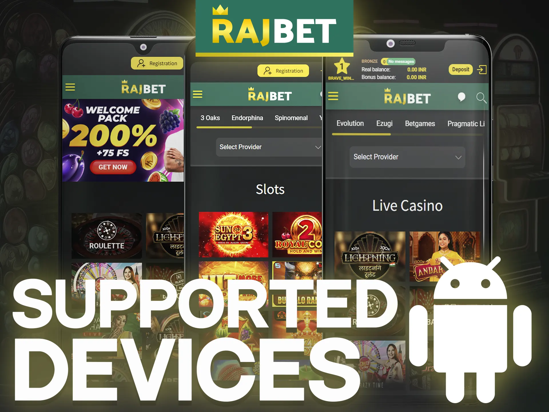 Install the Rajbet mobile app on your Android mobile device.