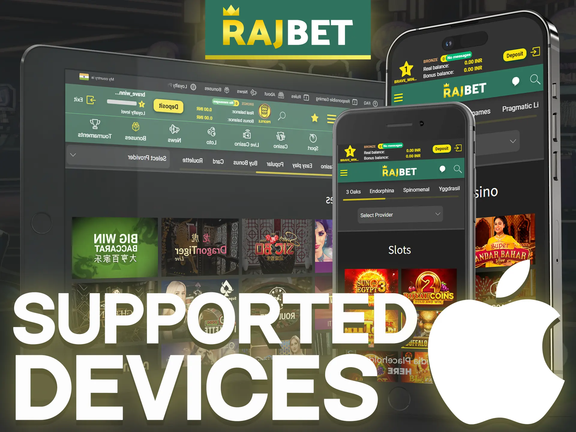 Install the Rajbet mobile app on your iOS mobile device.