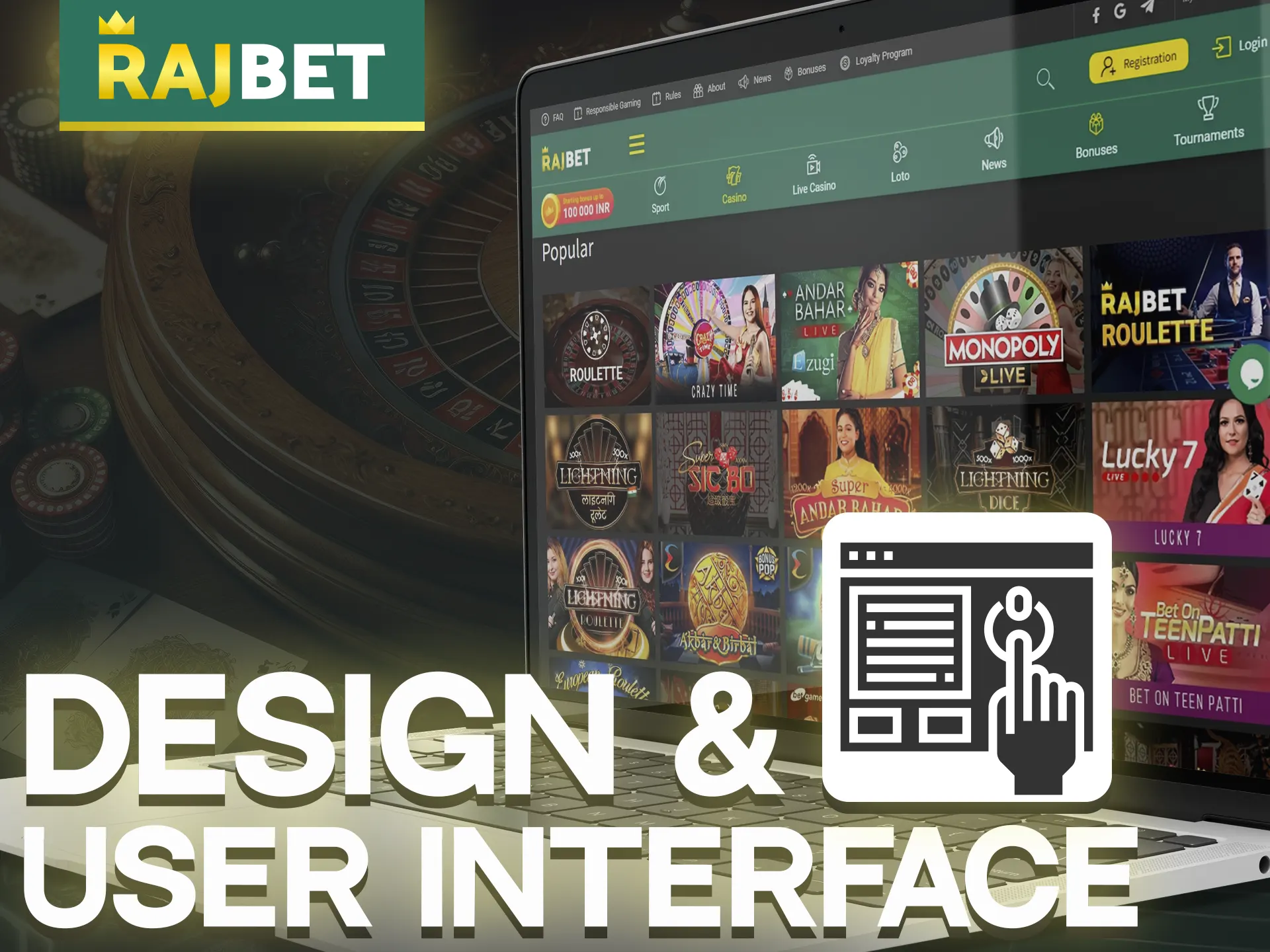 The modern design of Rajbet's website and mobile app provides a stimulating gameplay experience for consumers.