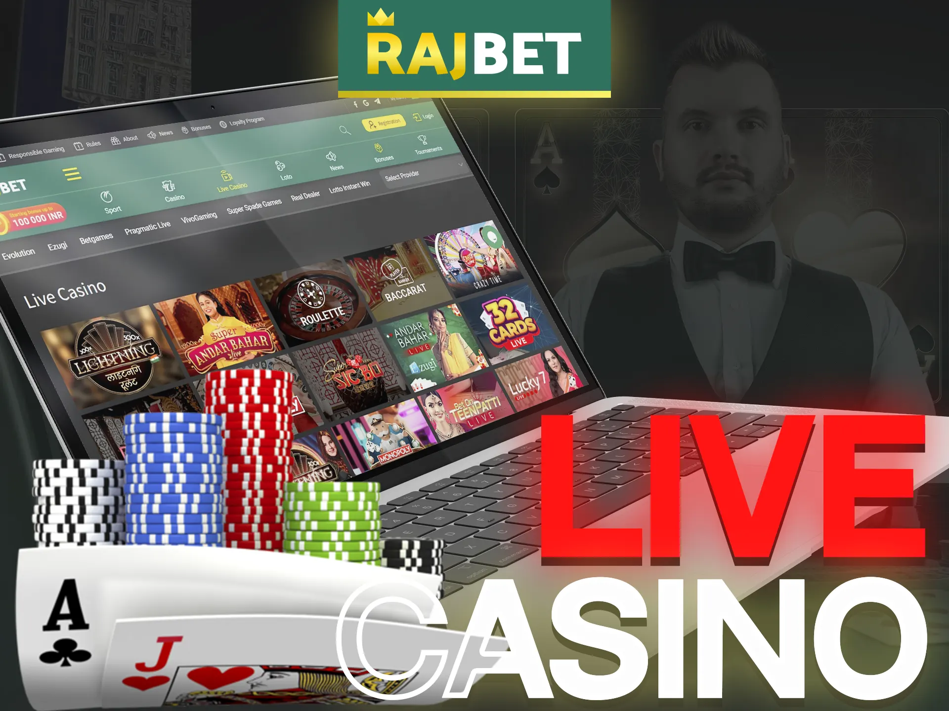The live casino section will satisfy players of all levels.