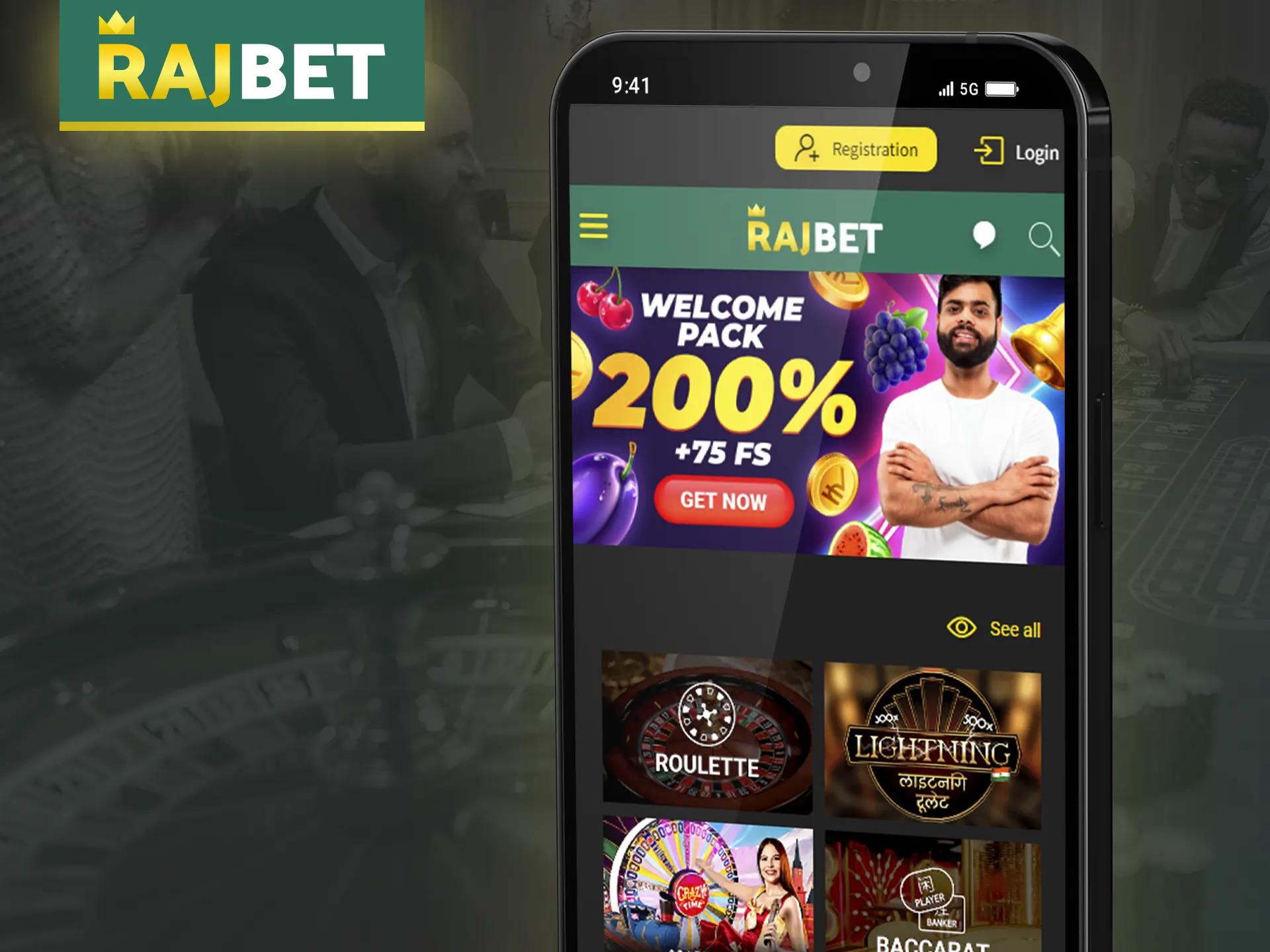 Use the mobile version of Rajbet's website.