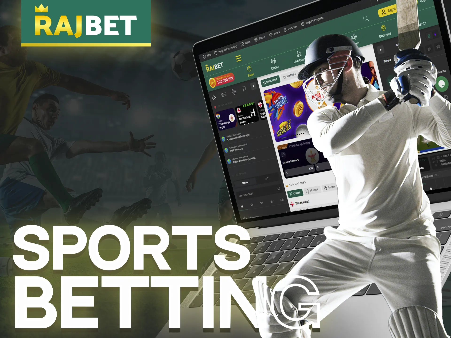 Rajbet users are given a huge range of opportunities to gamble endlessly on their favorite sports and esports events.