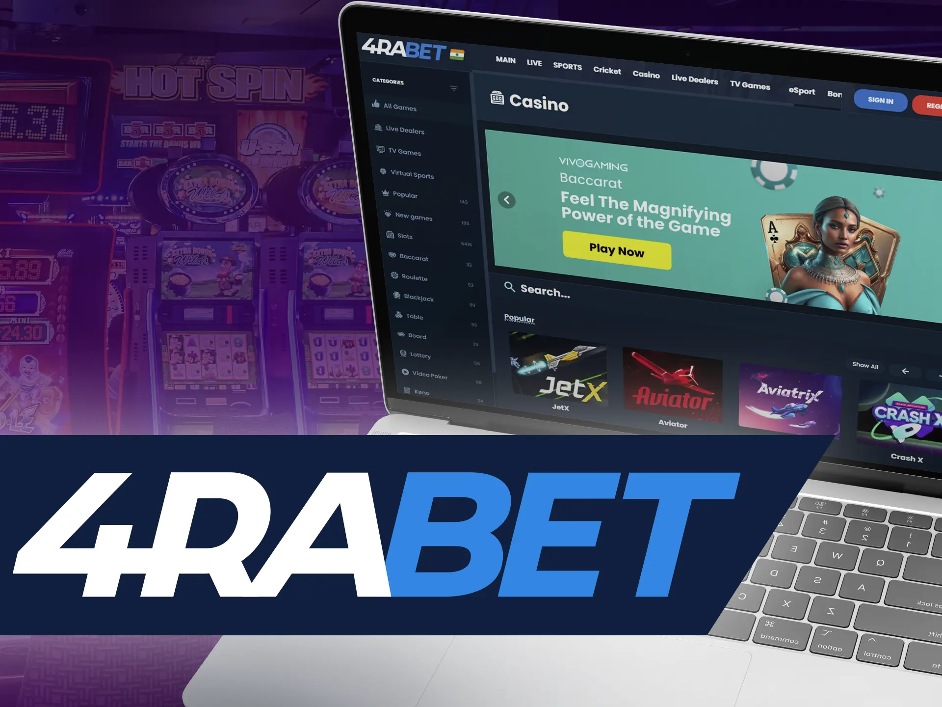 With 4rabet, dive into the world of the best slot machines.
