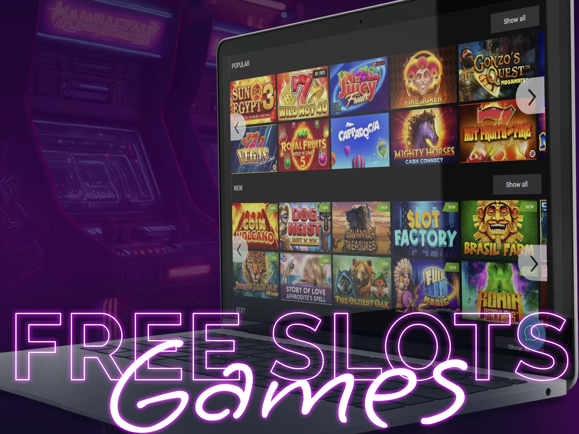 Find out where you can play free slots games.