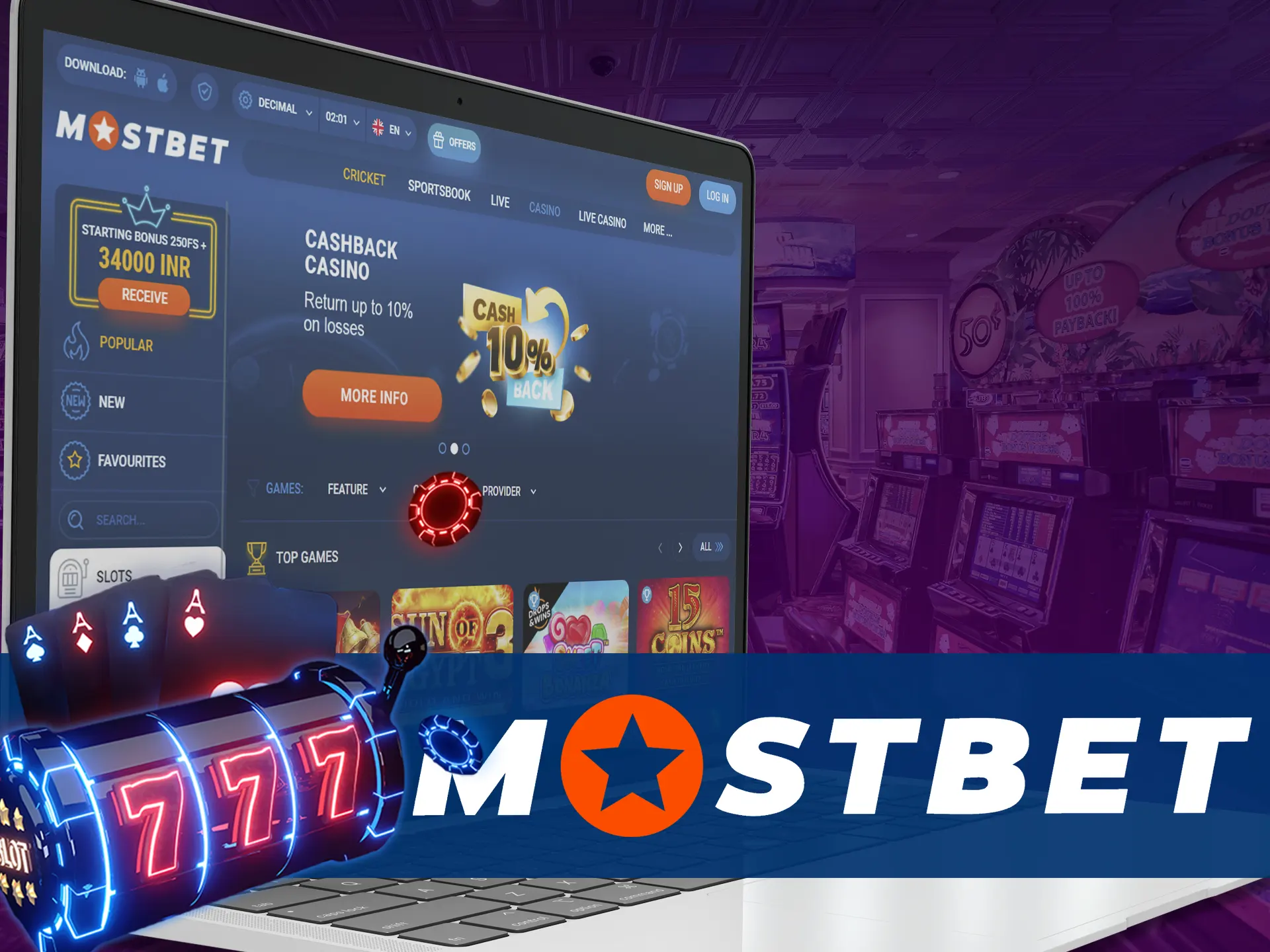 With Mostbet, play your favorite slots.