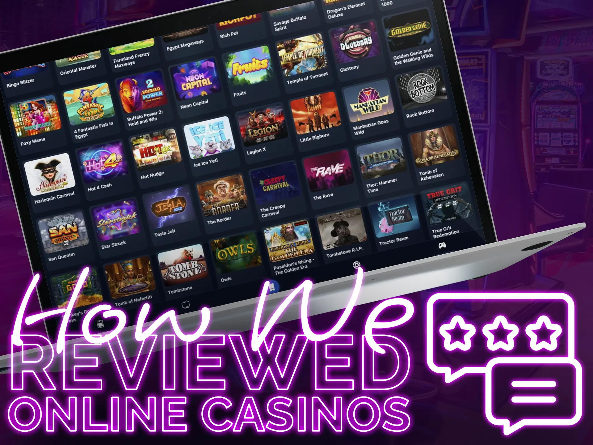 Find out what criteria we use to select the best slots casinos for you in our ranking.
