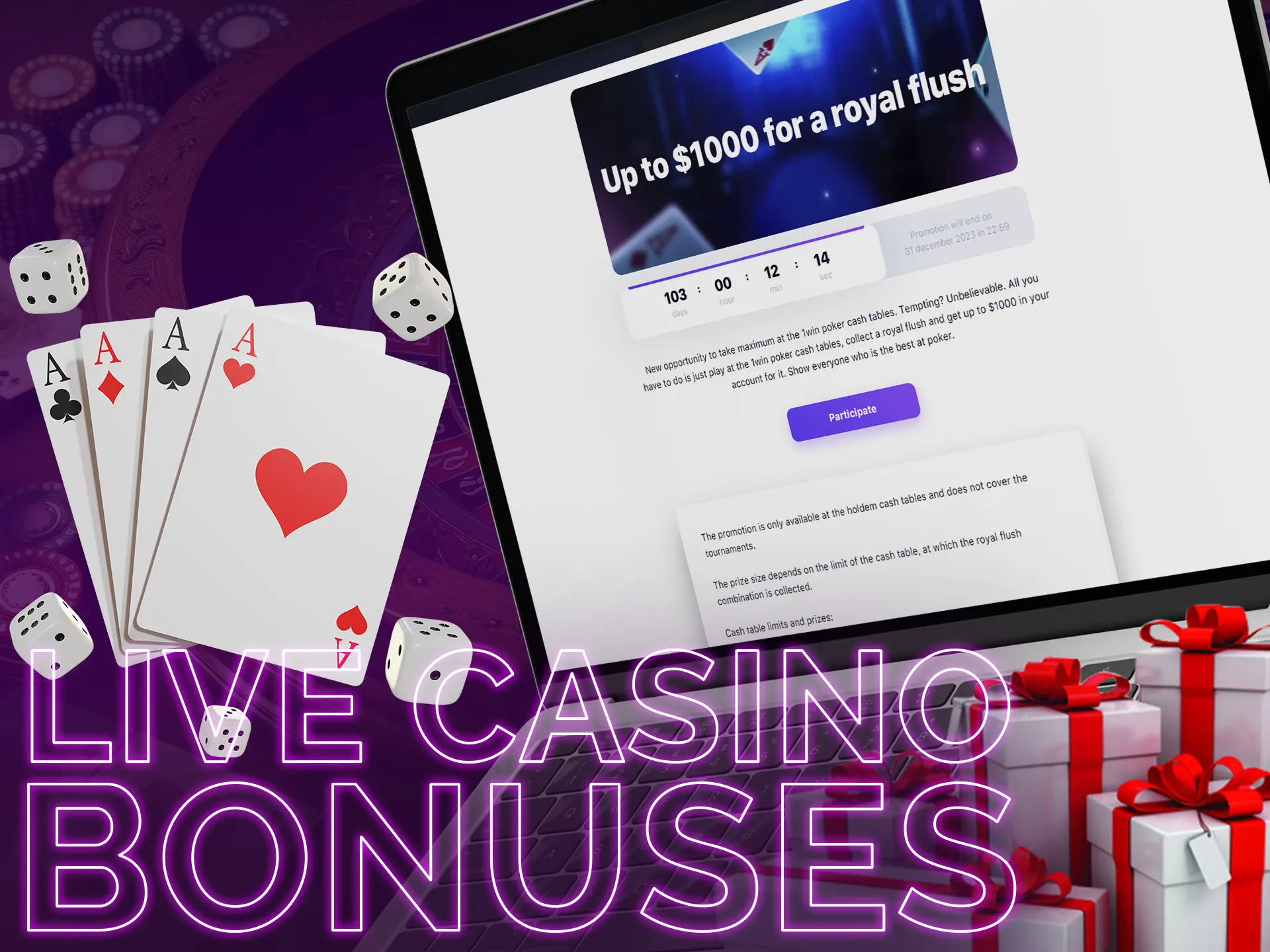 Enhance your live gaming with bonuses that give you more money to play with real dealers.