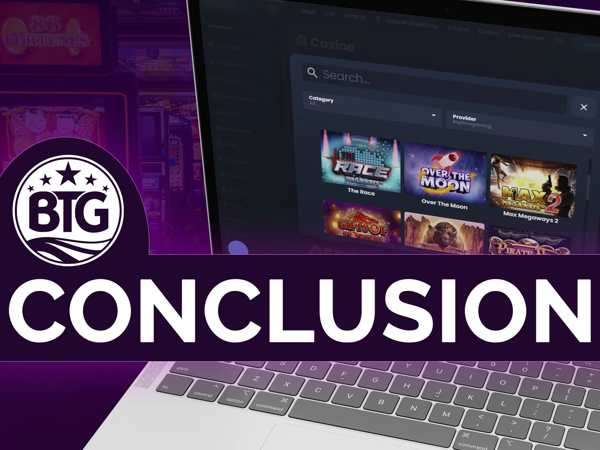 Big Time Gaming a modern provider: versatile games, user control over lines, high quality.