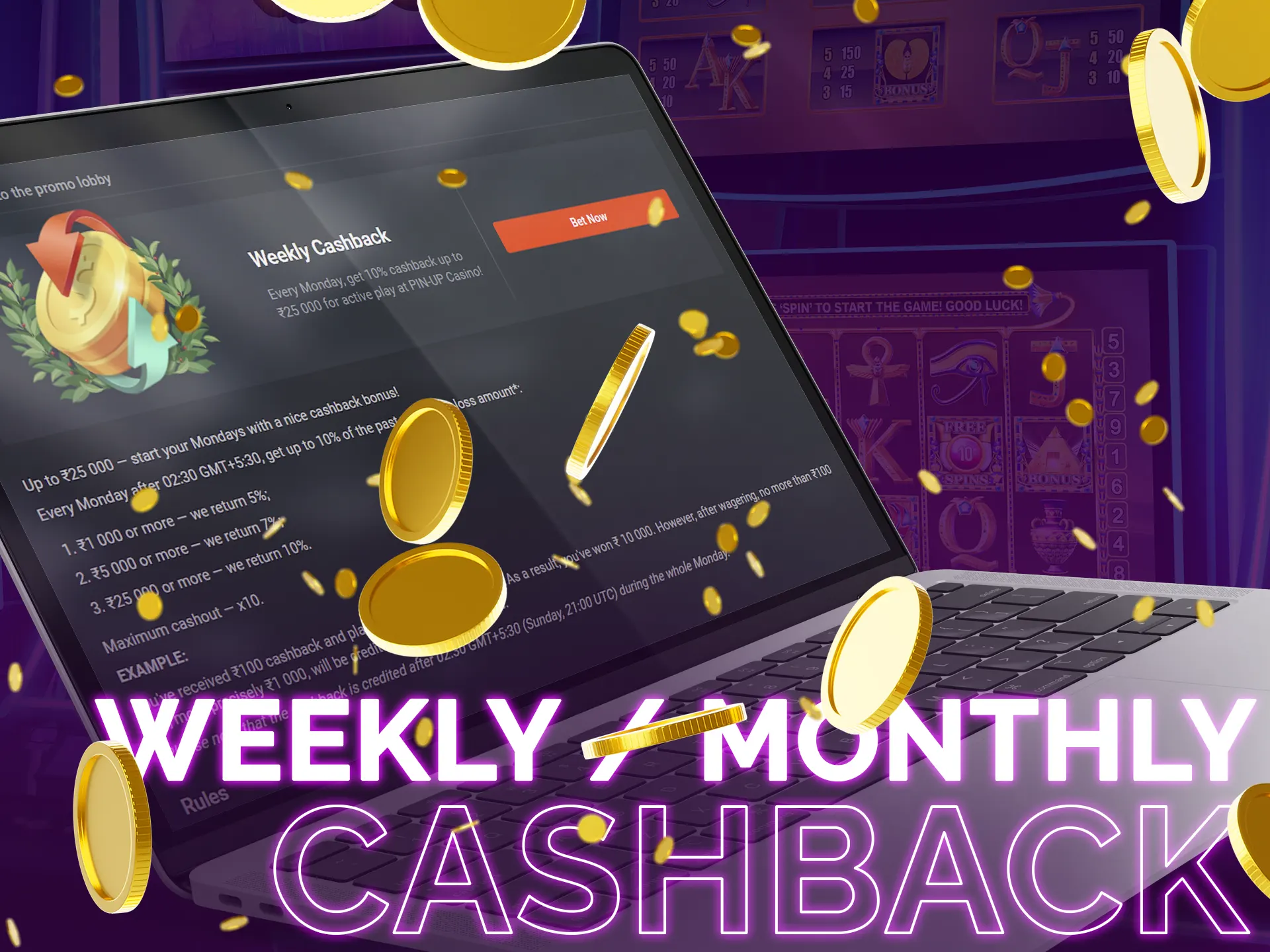 Each month and week you can use cashback bonus.