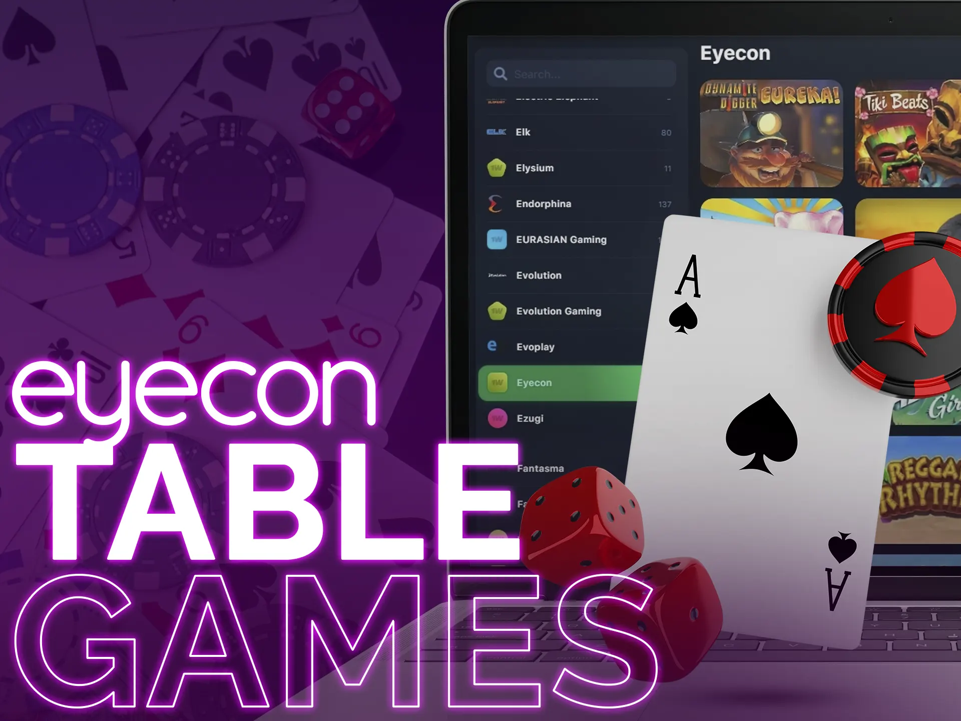 Also don`t miss the opportunity to play table games by Eyecon!