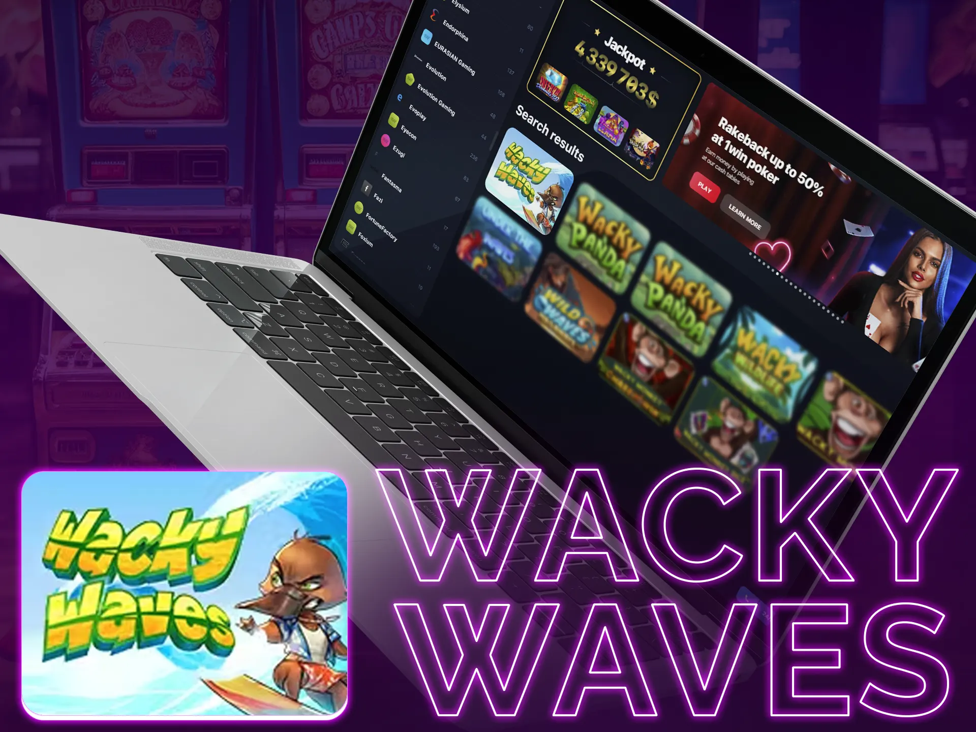 Enjoy summer atmosphere with the Wacky Waves slot provided by Eyecon.