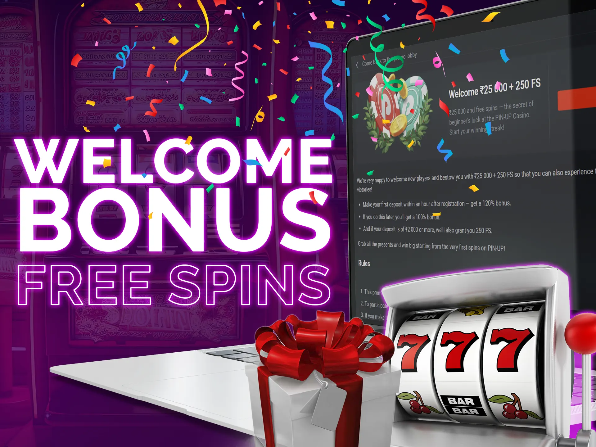 Additional way to get free spins - to get it with welcome bonus.