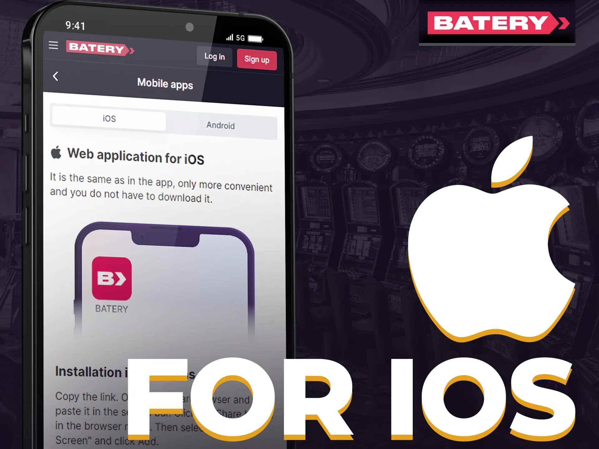 Install Batery iOS app via official marketplace once available.