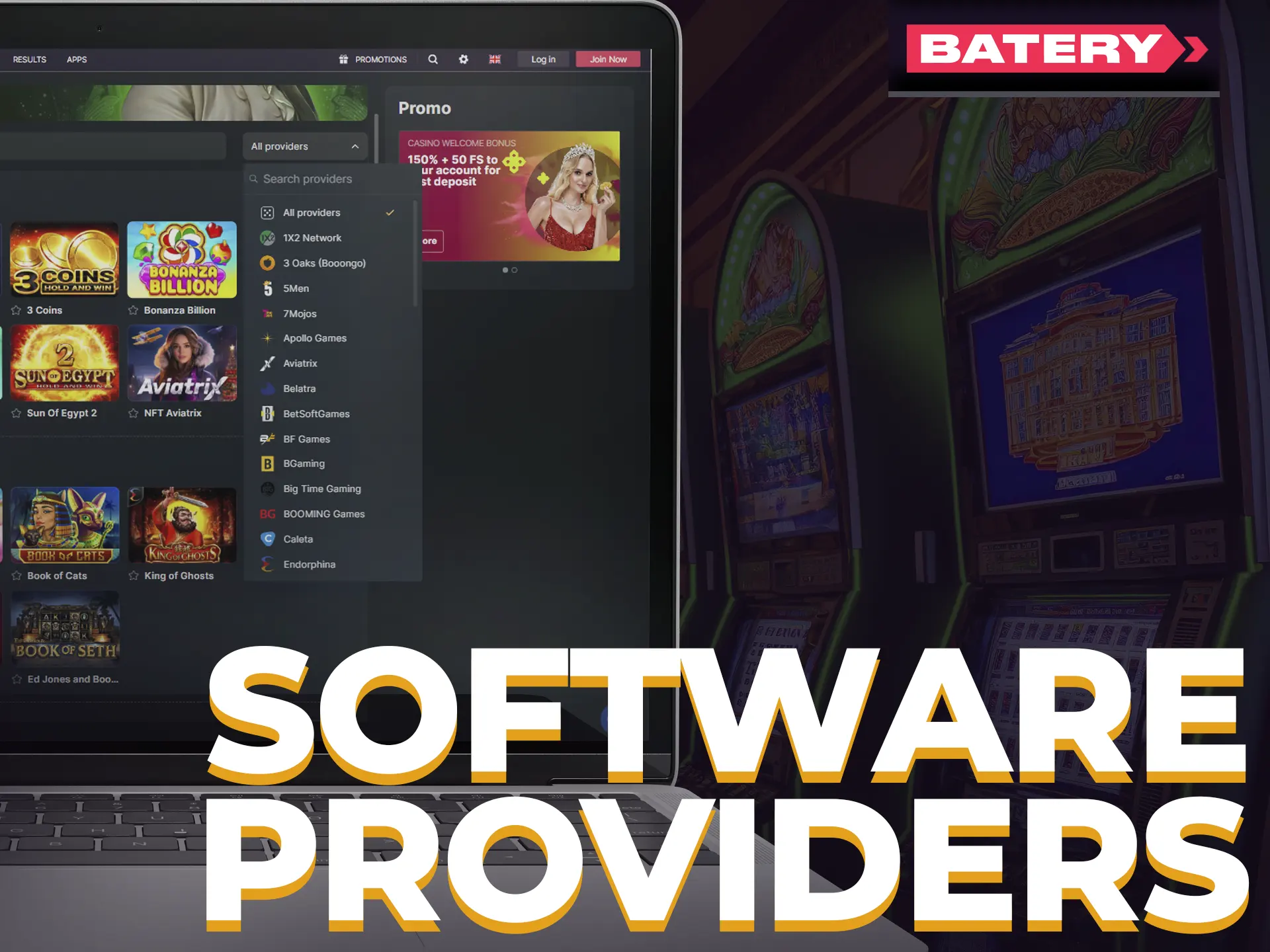 Batery Casino offers games from top providers like NetEnt, Evolution Gaming, and Betsoft.