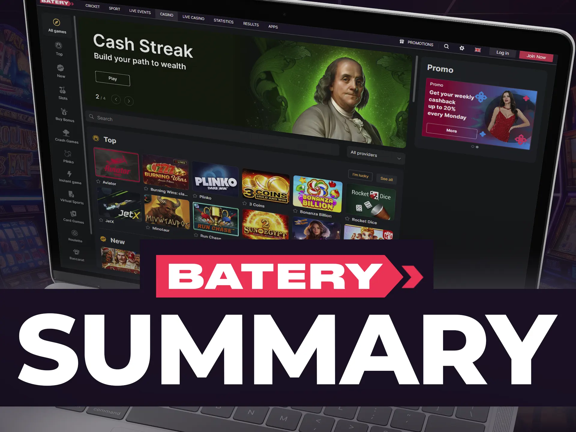 Batery Casino: Quality service, clear rules, 24/7 support, diverse slots, and convenient payments.