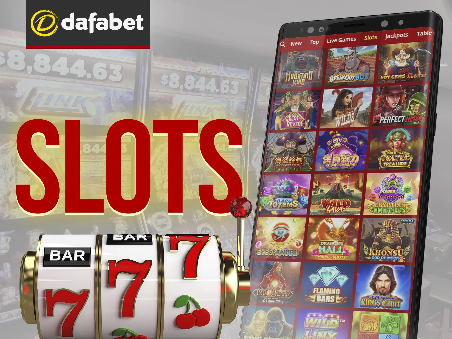 Dafabet provides a huge range of slots by known providers for mobile gambling.
